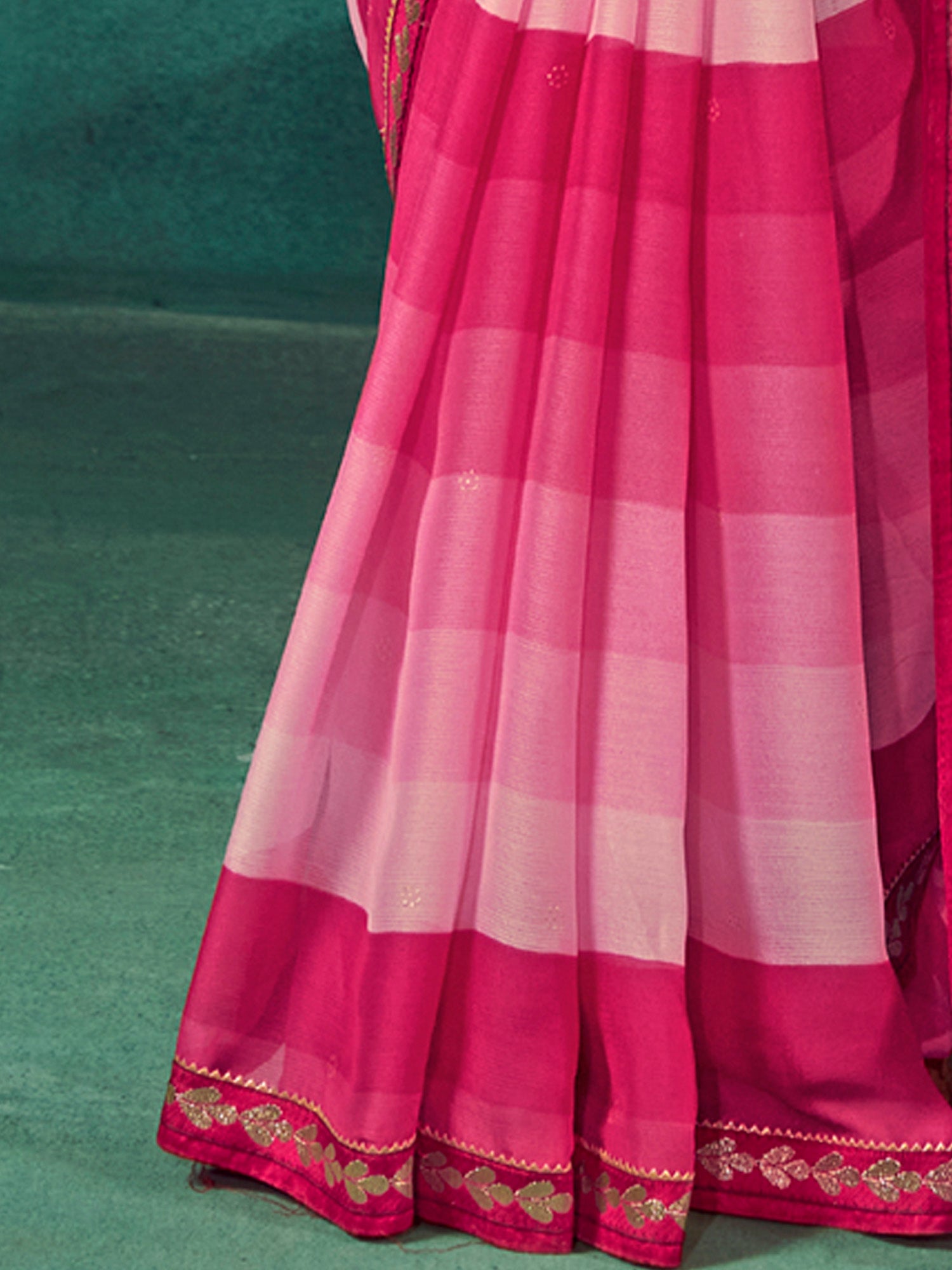 Pink Shades Chiffon Striped Print Saree - Ressa