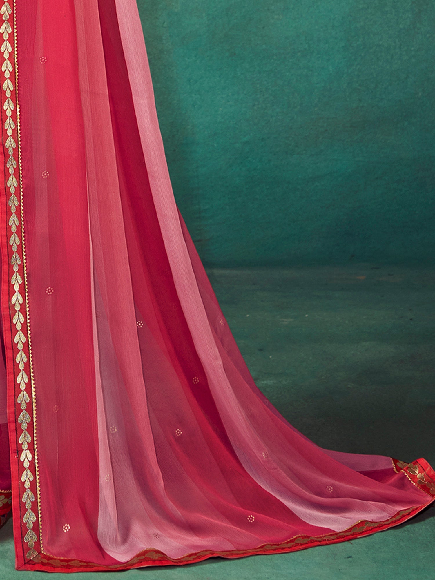 Pink Shades Silk Blend Horizontal Striped Print Saree - Ressa