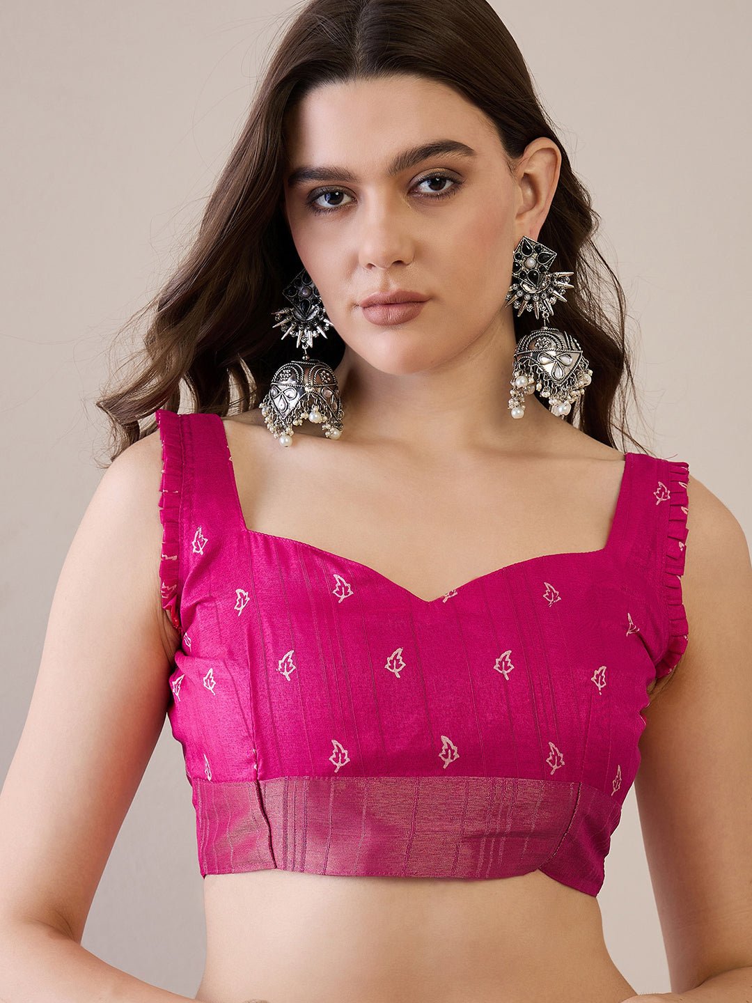 Pink Silk Blend Batik Printed Saree - Ressa