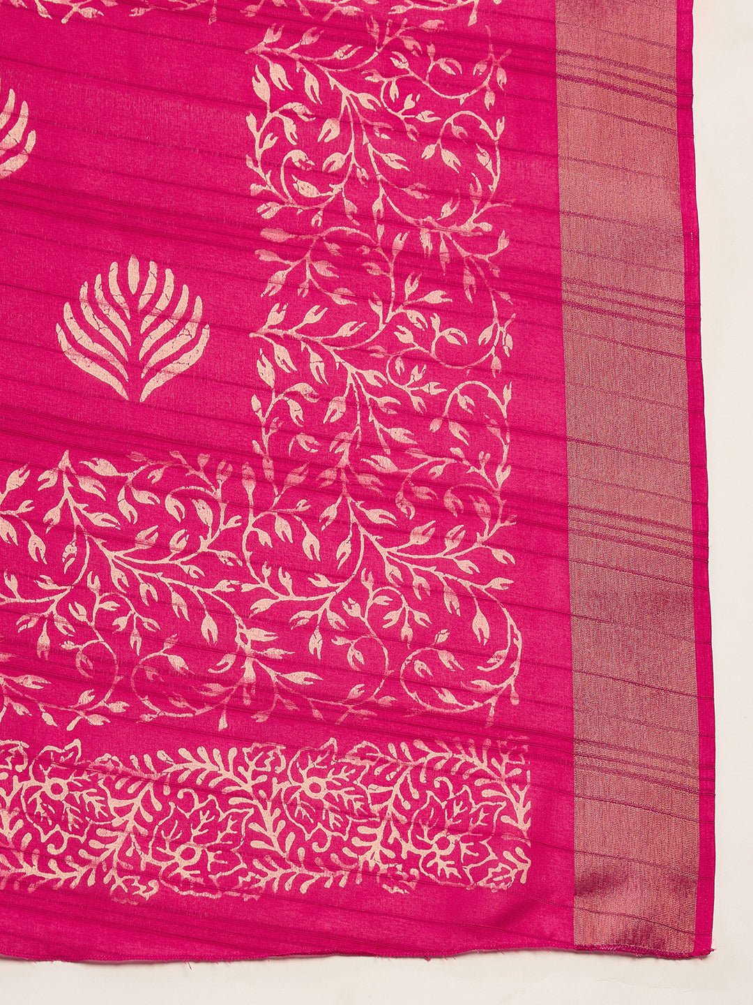 Pink Silk Blend Batik Printed Saree - Ressa