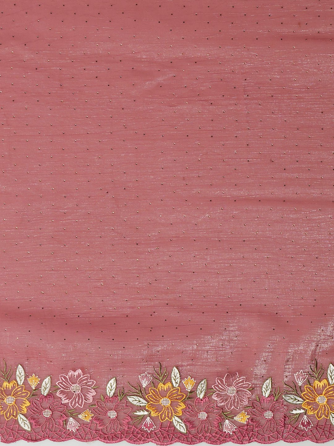 Pink Tissue Embroidery Floral Border Saree - Ressa