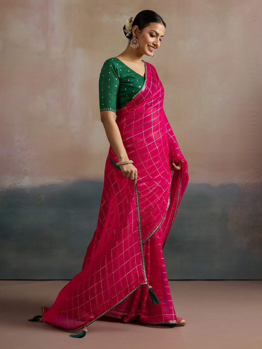 Pink Viscose Silk Zari Woven Saree - Ressa