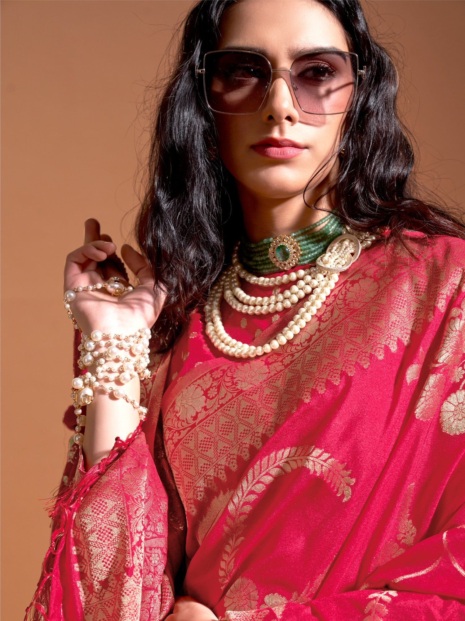 Pink Zari Woven Georgette Banarasi Saree - Ressa