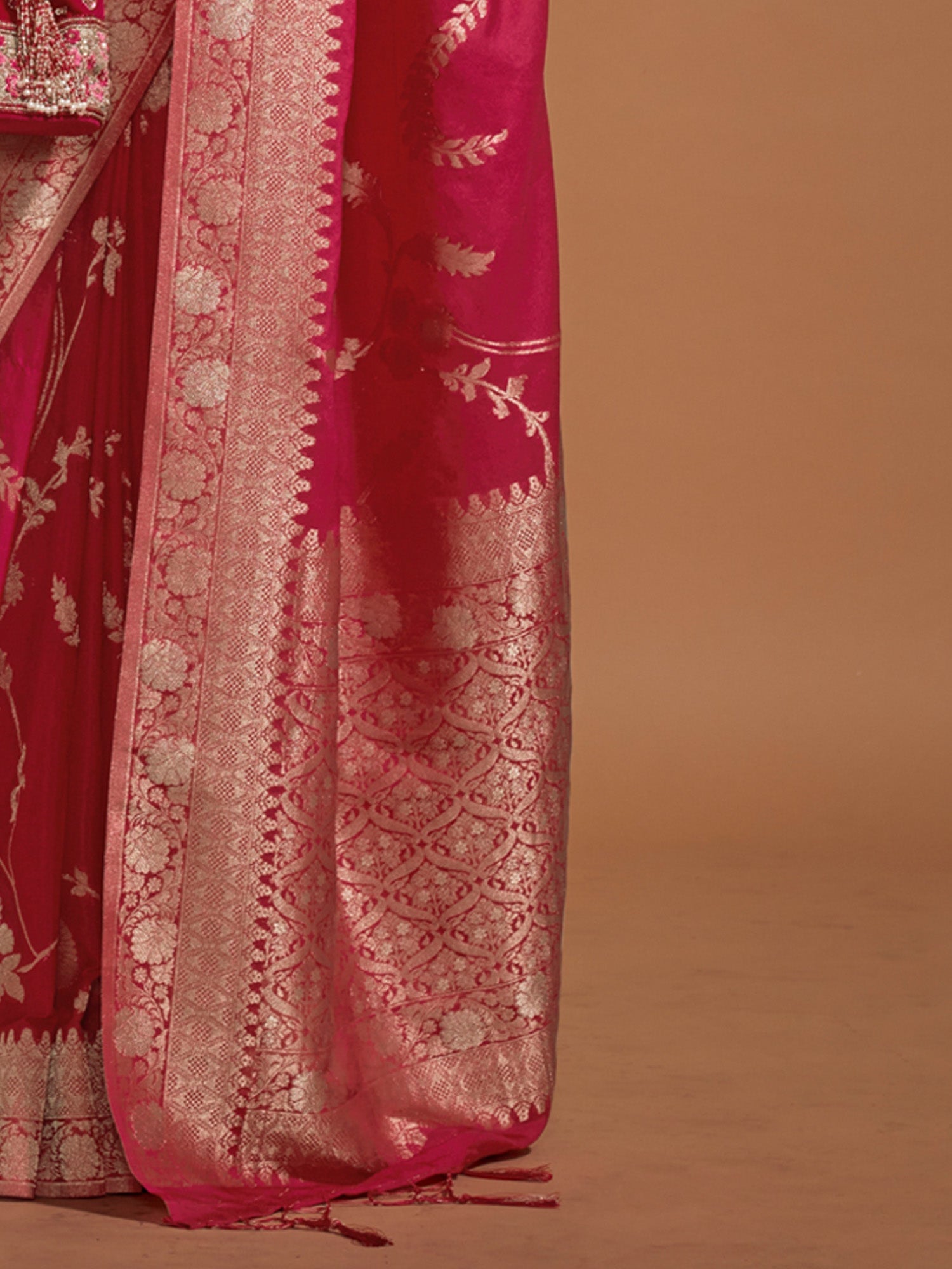 Pink Zari Woven Georgette Banarasi Saree - Ressa