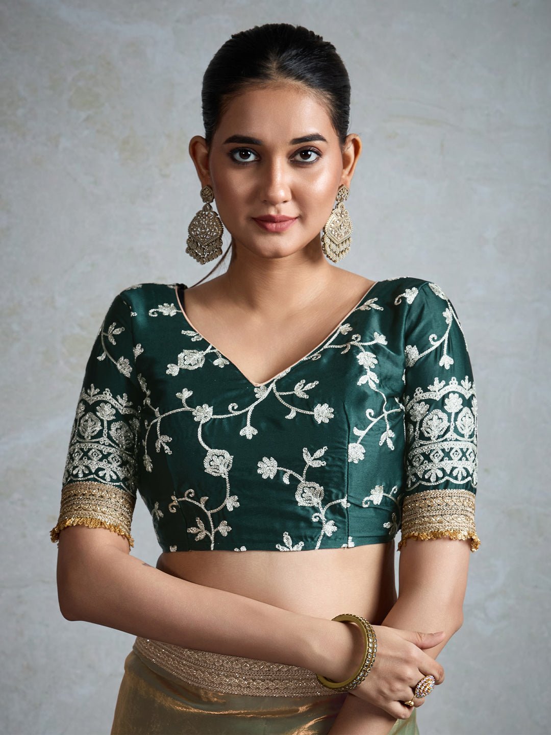 Pista Green Chiffon Embroidered Border Saree - Ressa