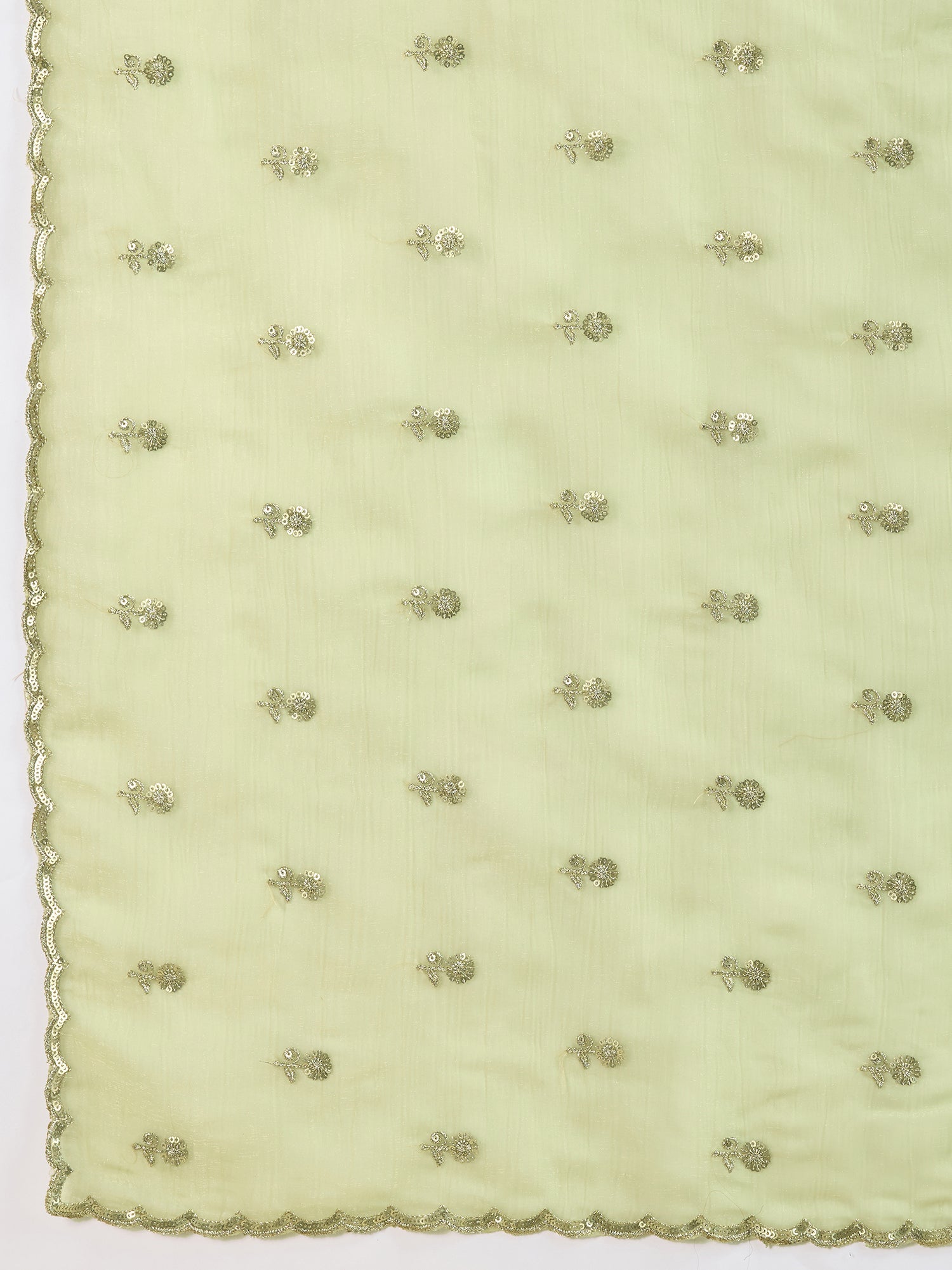 Pista Green Tissue Sequin Embroidered Saree - Ressa