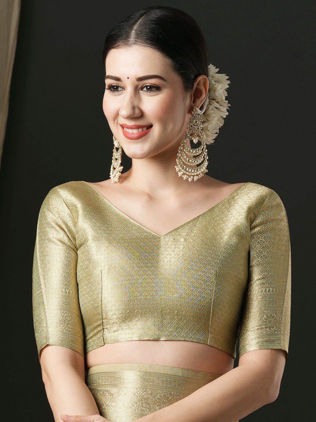 Pistachio Green Banarasi Tissue Silk Saree - Ressa