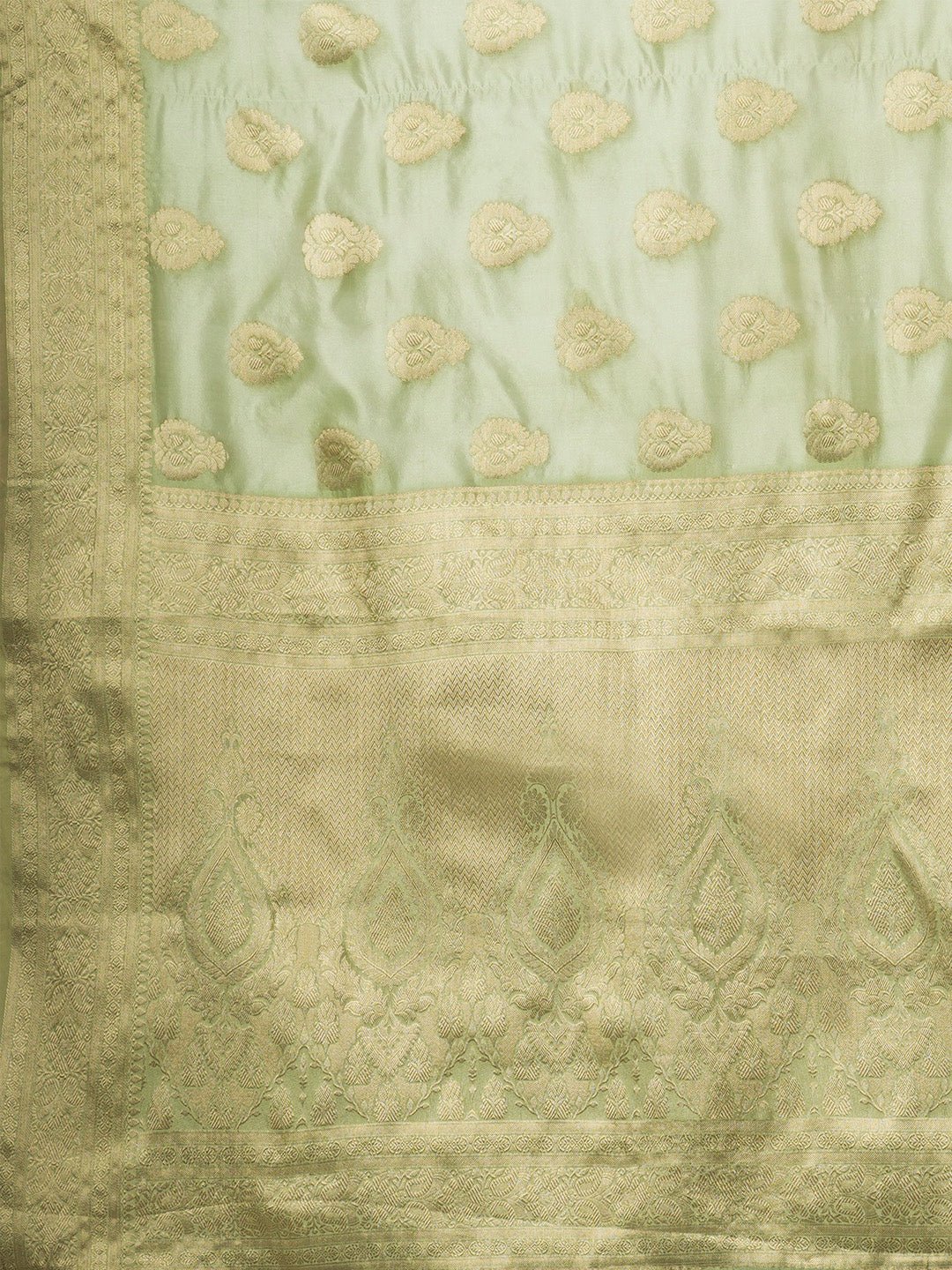 Pistachio Green Banarasi Tissue Silk Saree - Ressa