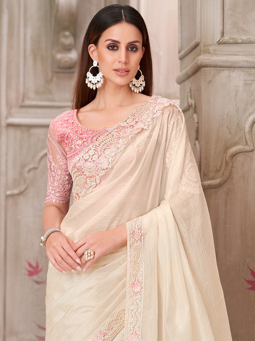 Polyester Embroidered Border Modern Aesthetic - Ressa
