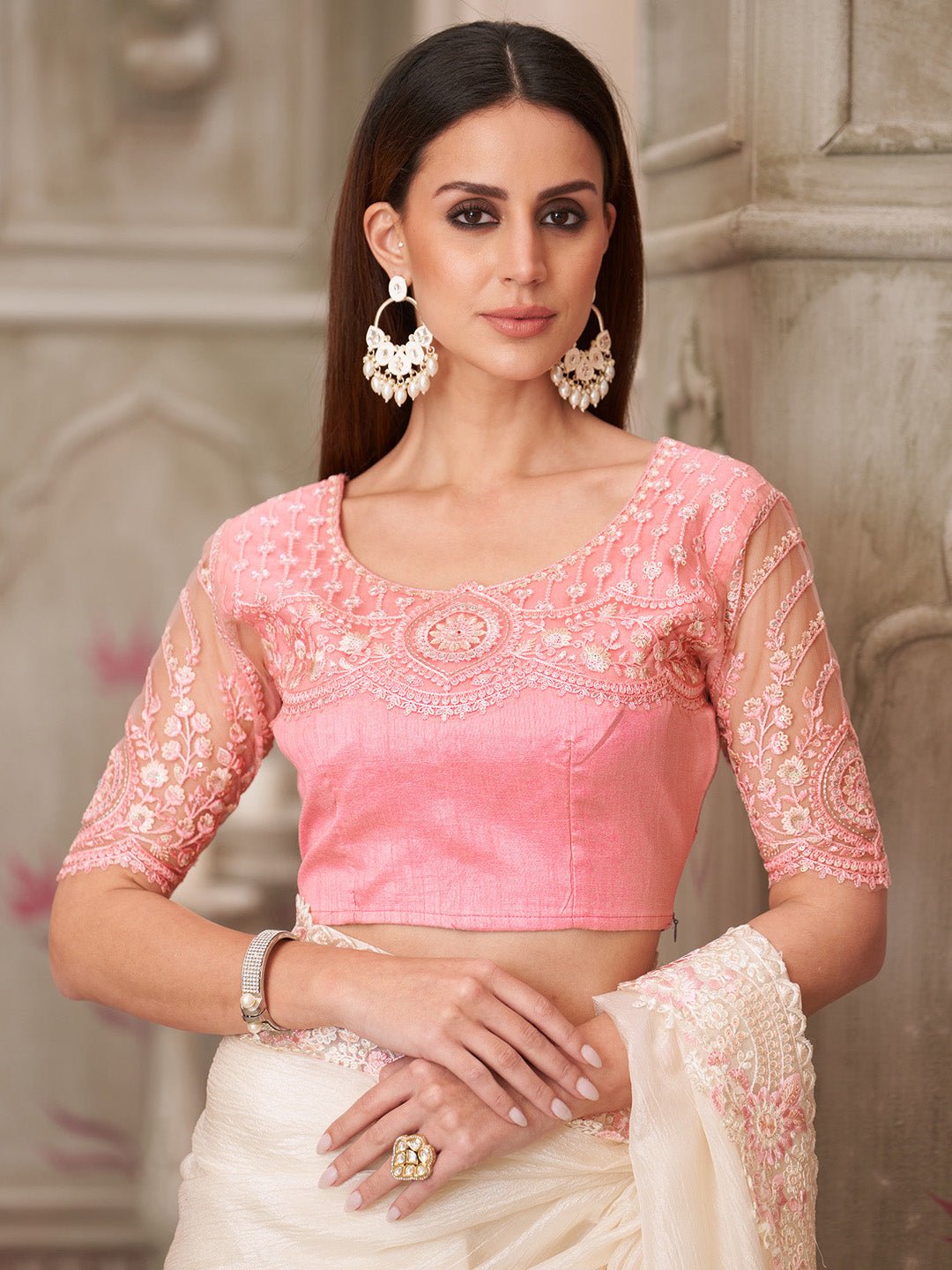 Polyester Embroidered Border Modern Aesthetic - Ressa
