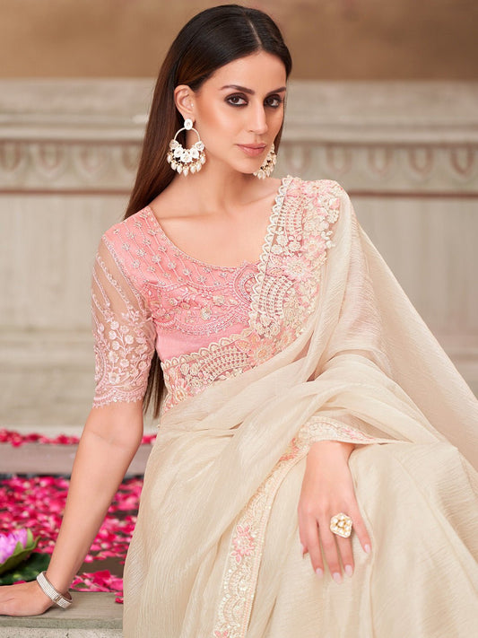 Polyester Embroidered Border Modern Aesthetic - Ressa