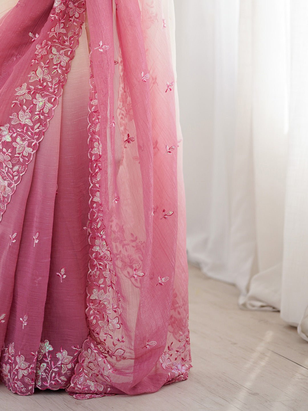 Polyester Embroidered Border Modern Aesthetic Saree - Ressa