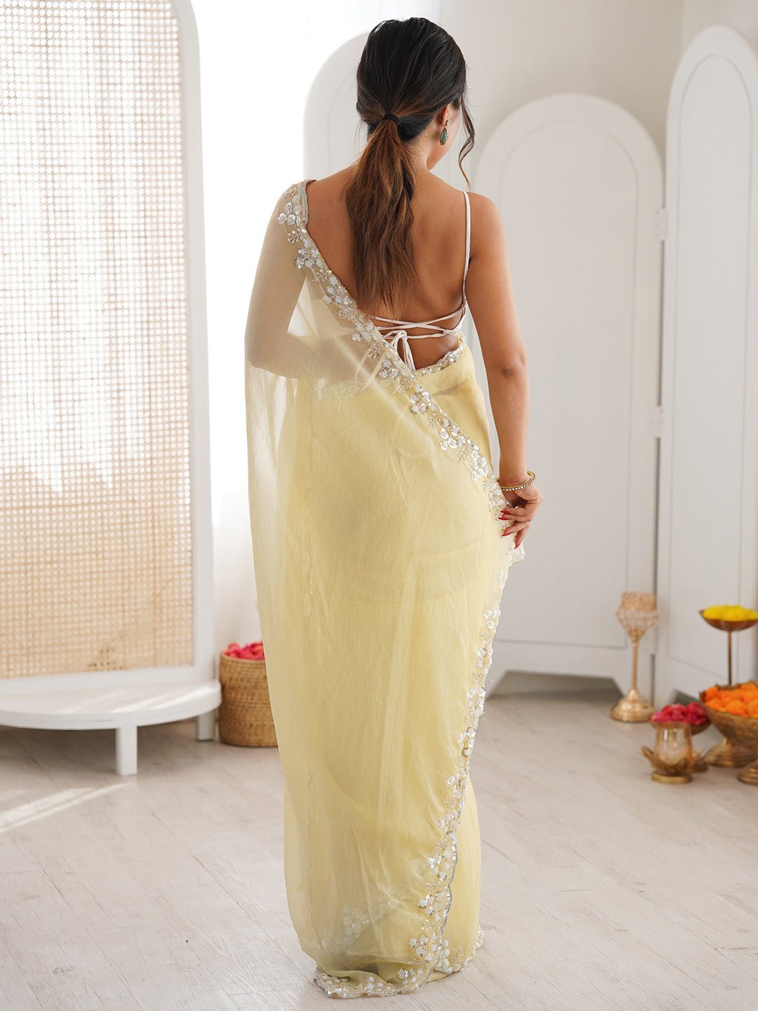 Polyester Embroidered Border Modern Aesthetic Saree - Ressa
