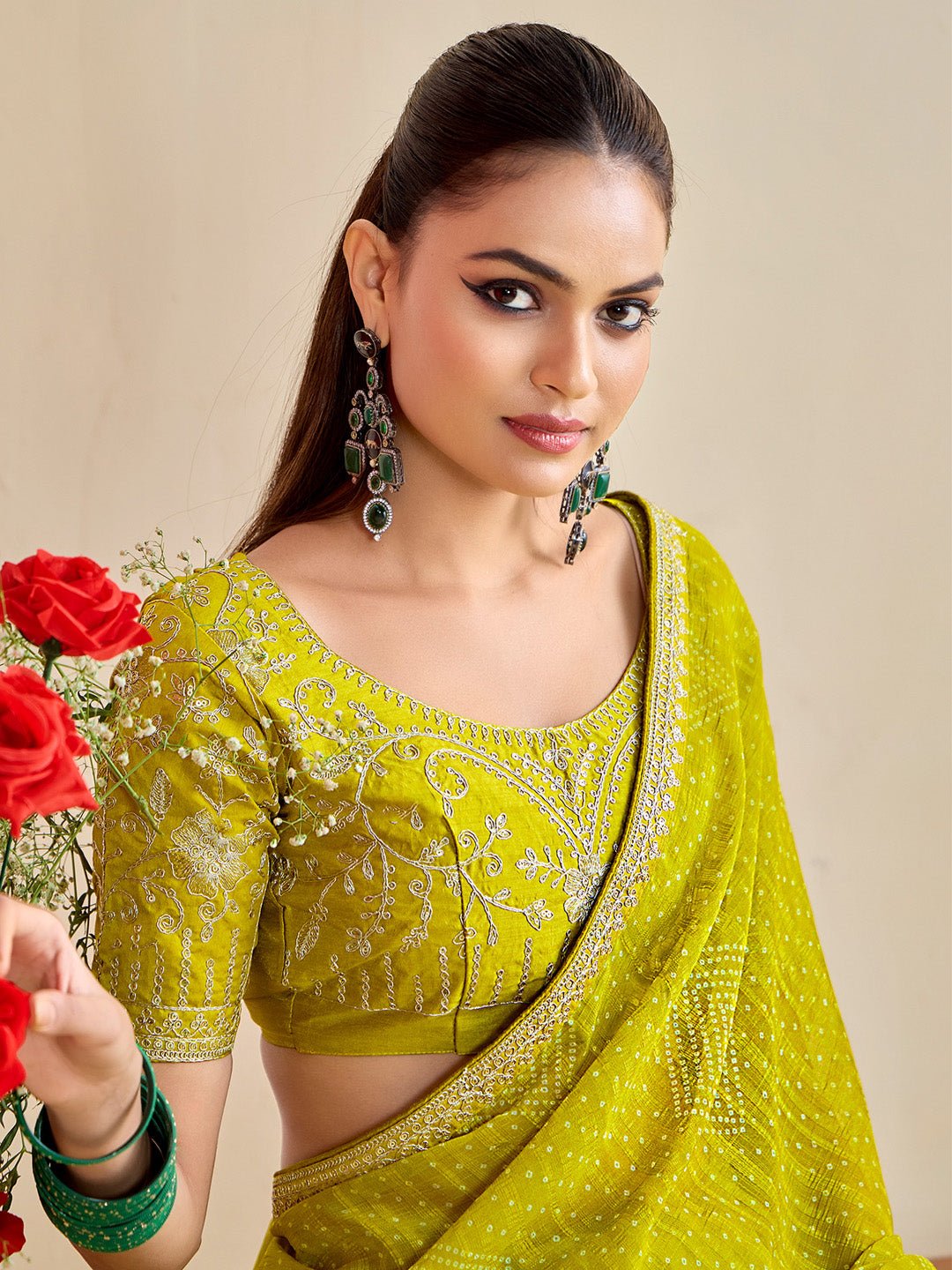 Polyester Heritage Bandhani Style Digital Printed Saree - Ressa