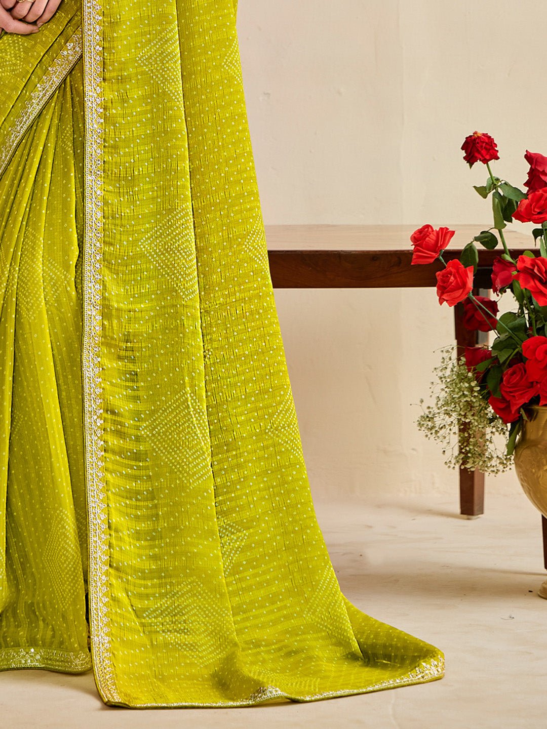 Polyester Heritage Bandhani Style Digital Printed Saree - Ressa