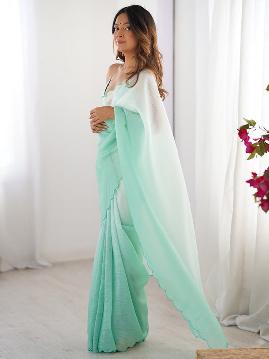 Polyester Scalloped Borde Modern Aesthetic Saree - Ressa