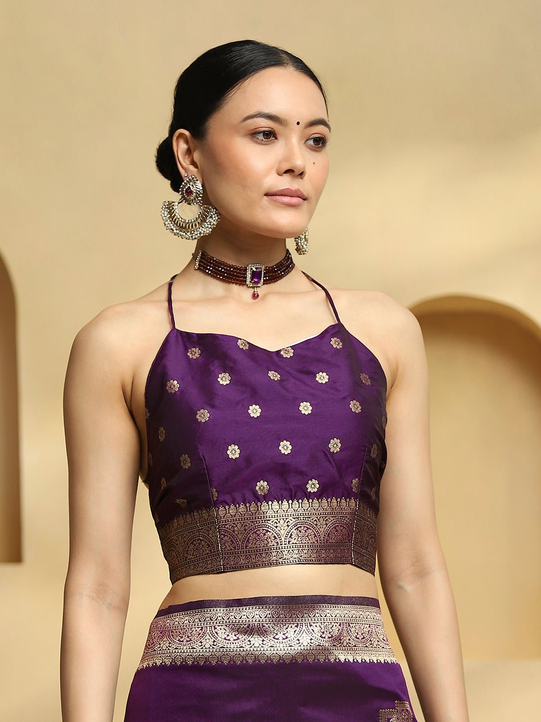 Pure Silk Banarasi Saree in Deep Purple - Ressa