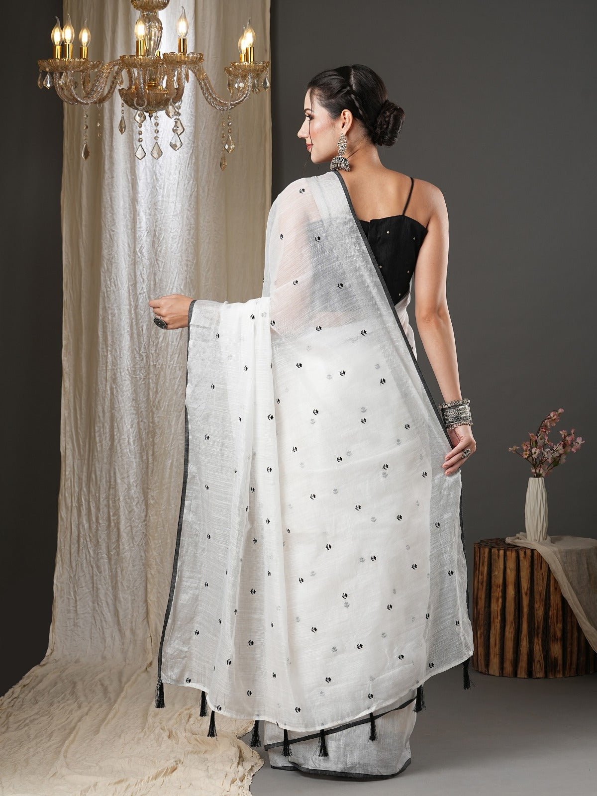 Pure White Cotton Silk Saree - Ressa