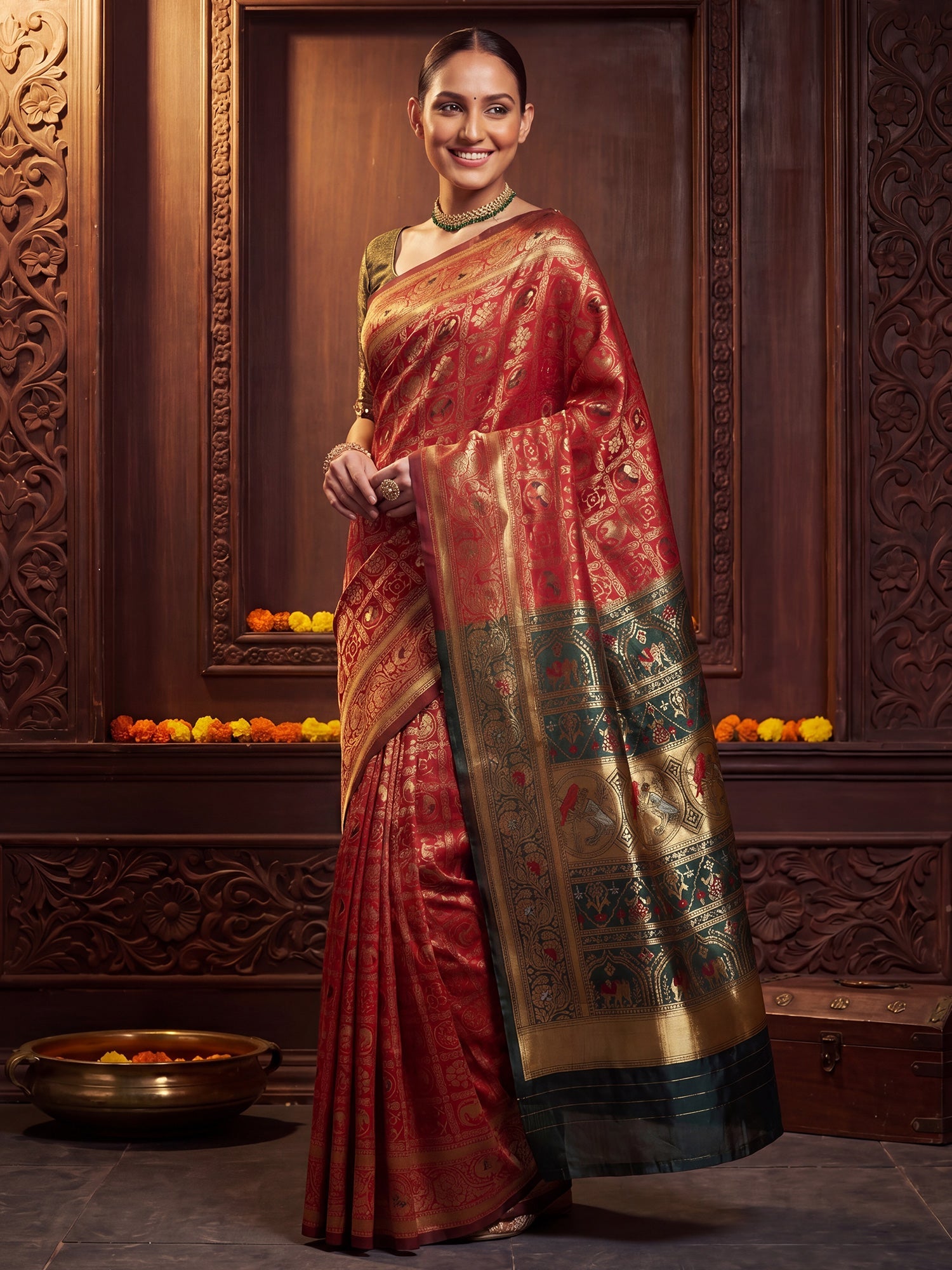 Purple Banarasi Silk Heritage Paisley Butti Weave Saree - Ressa