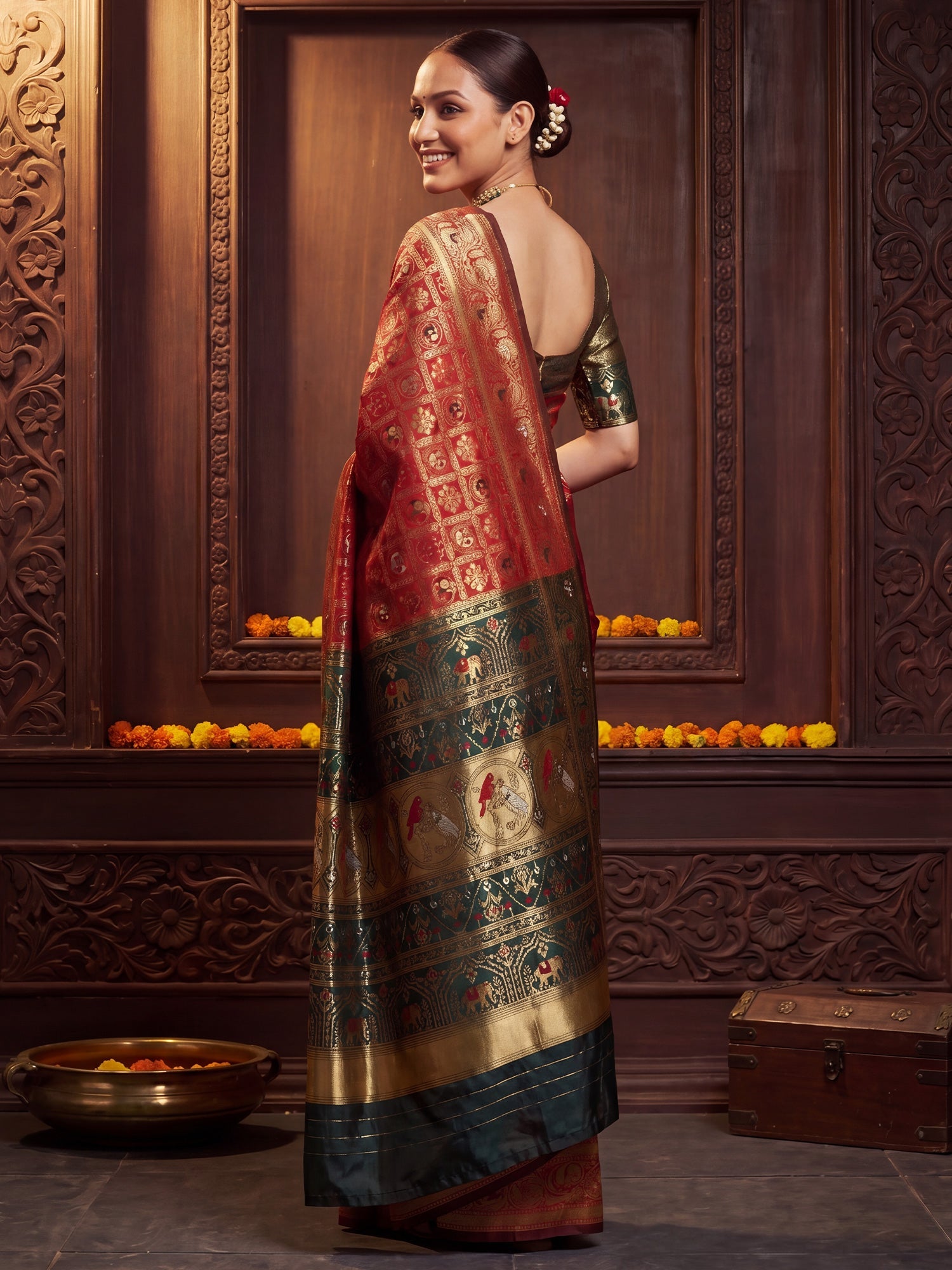 Purple Banarasi Silk Heritage Paisley Butti Weave Saree - Ressa