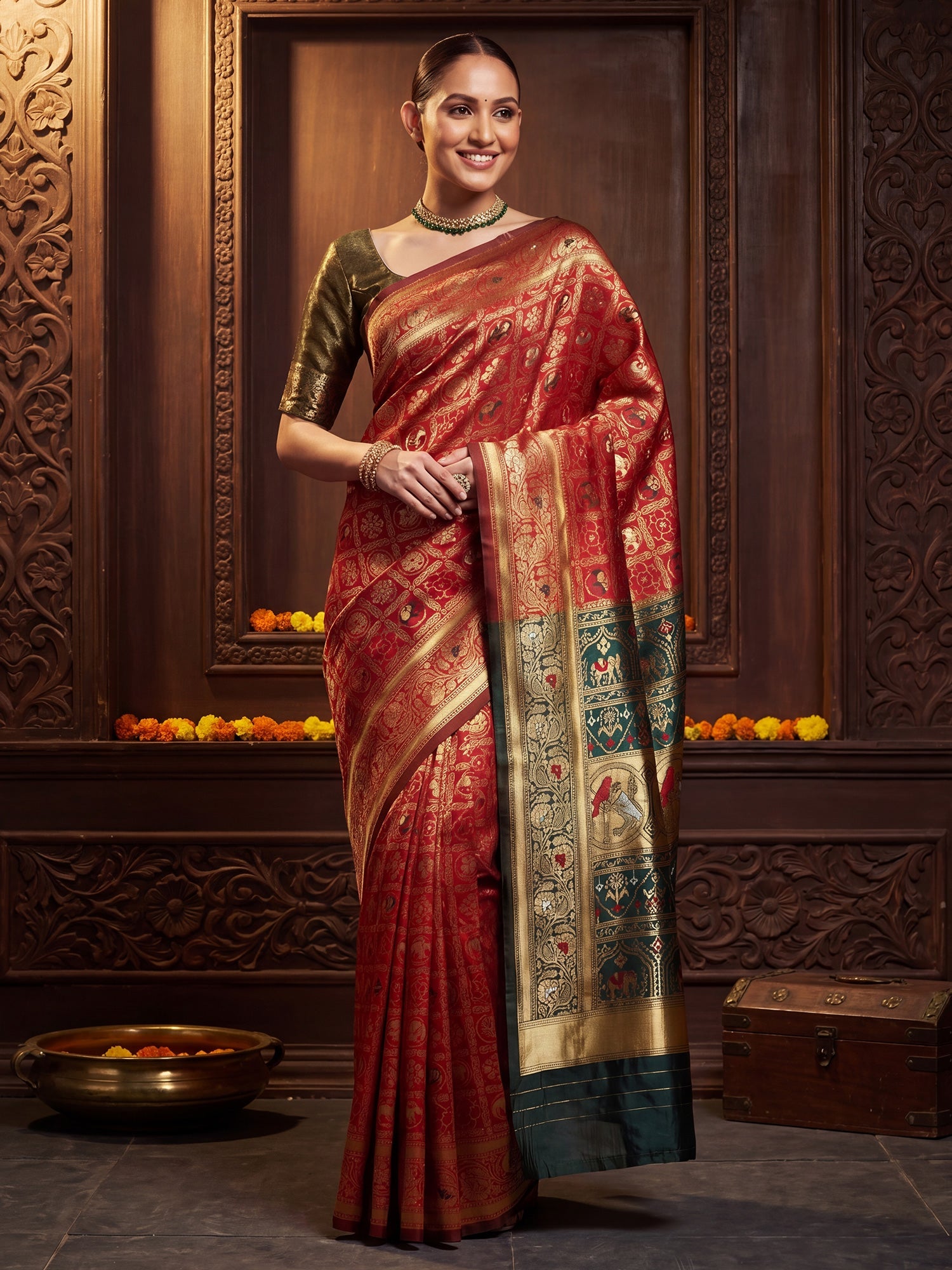 Purple Banarasi Silk Heritage Paisley Butti Weave Saree - Ressa