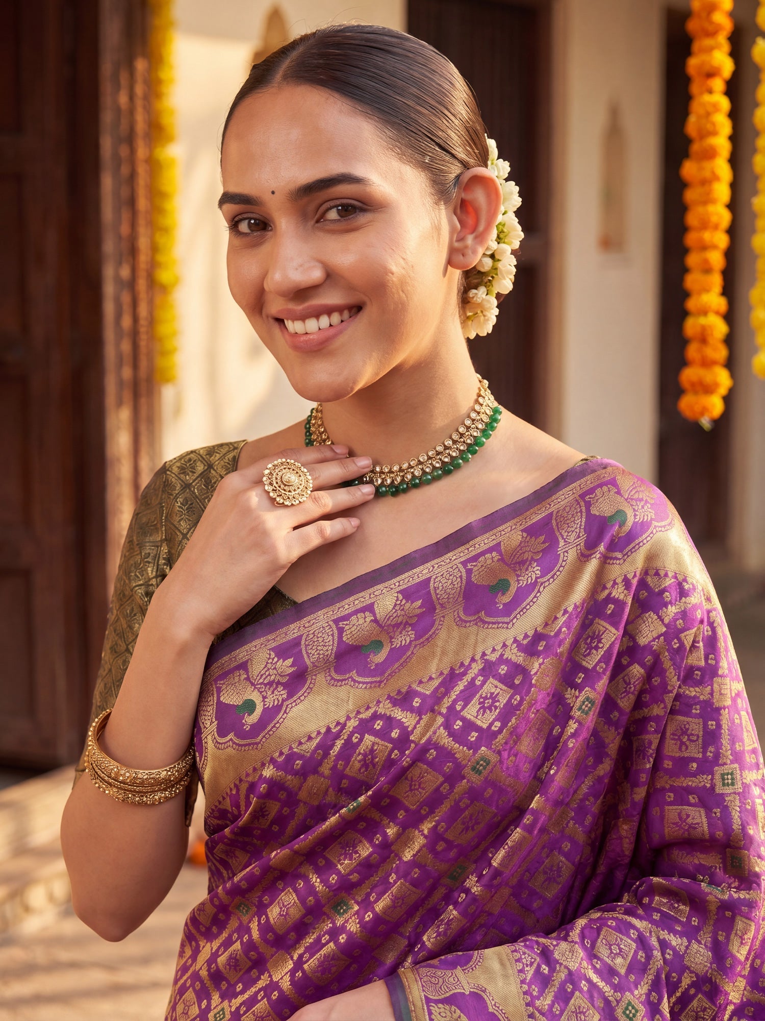 Purple Banarasi Silk Heritage Zari Weave - Ressa