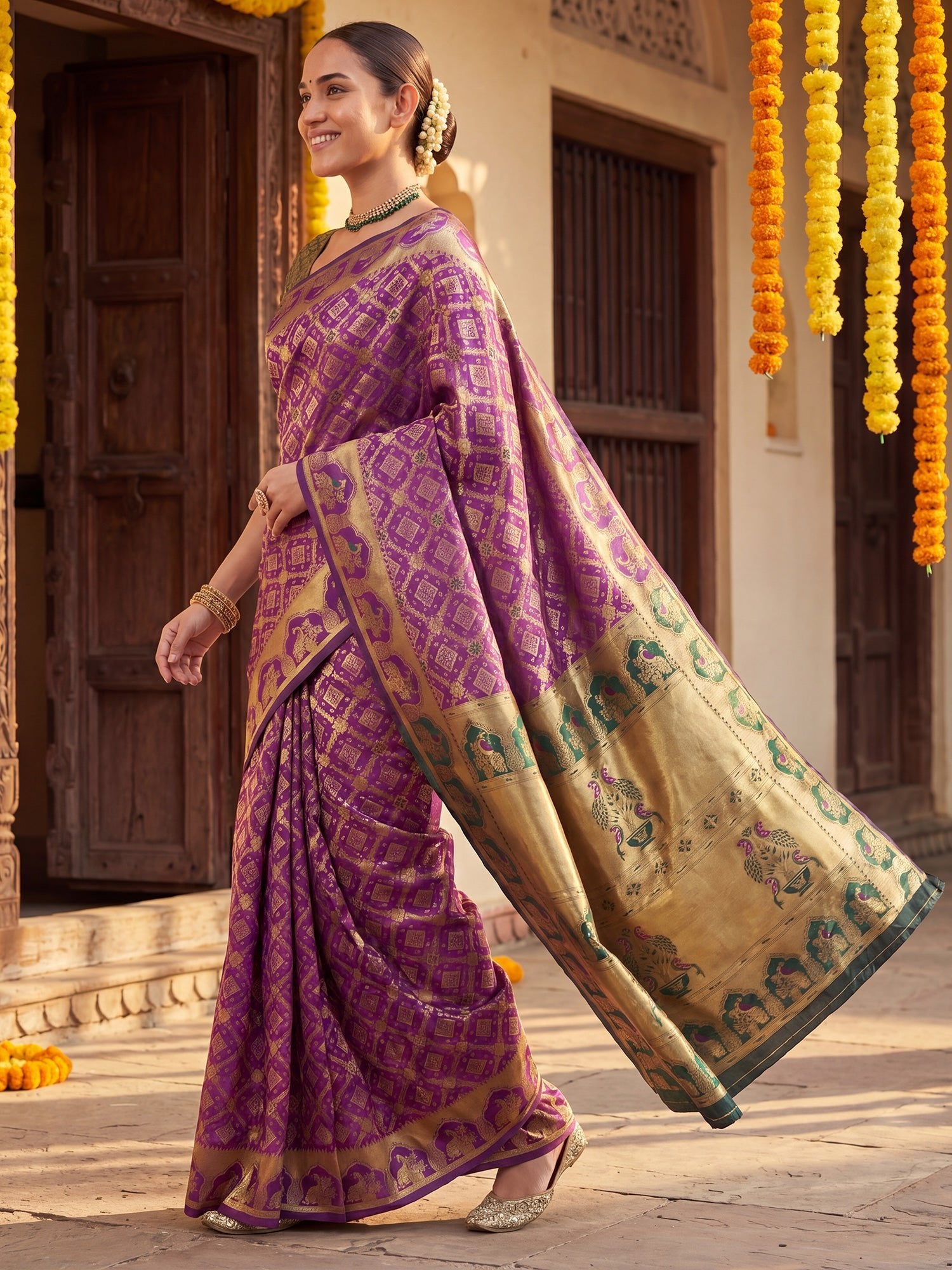 Purple Banarasi Silk Heritage Zari Weave - Ressa