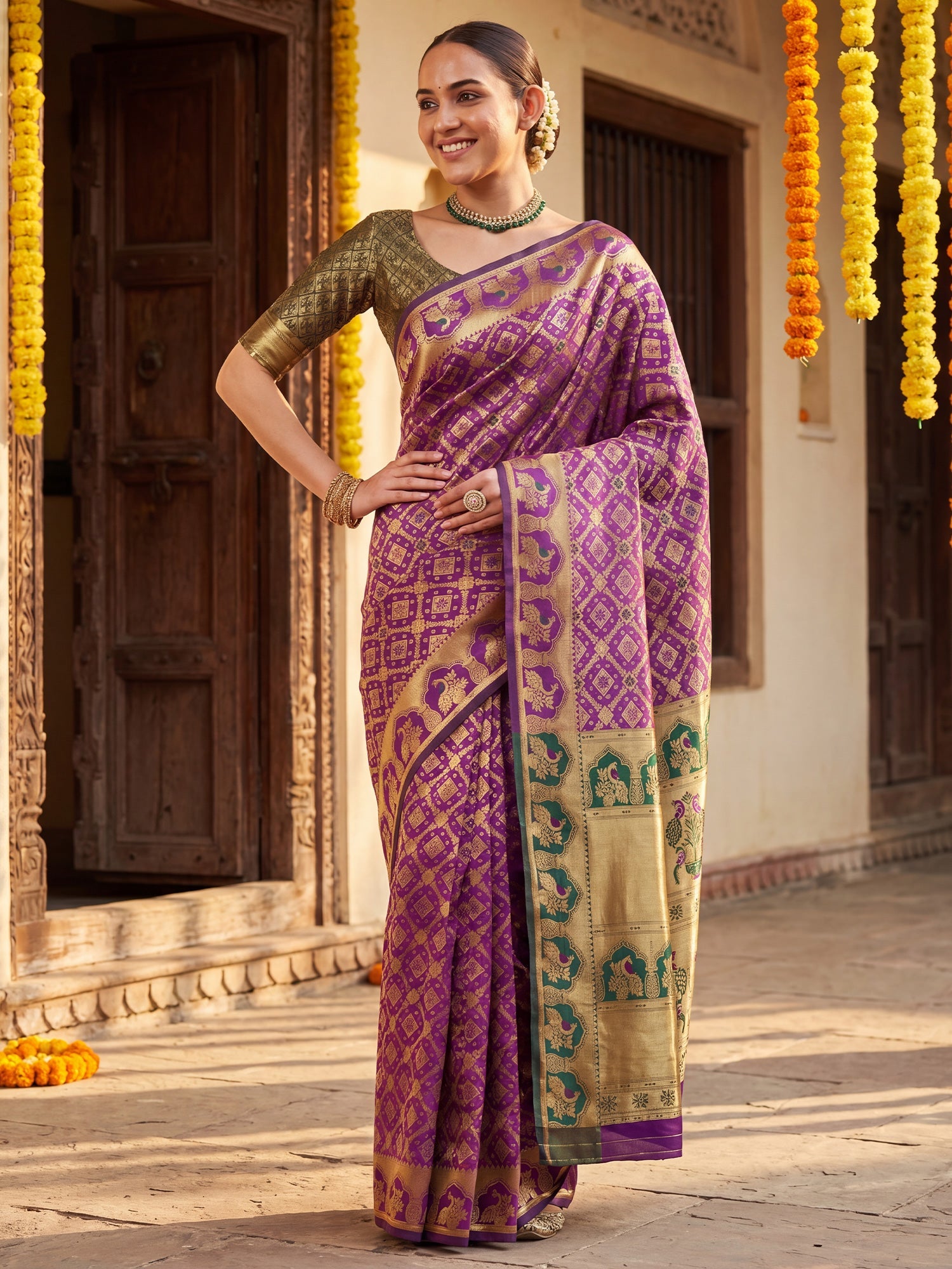Purple Banarasi Silk Heritage Zari Weave - Ressa
