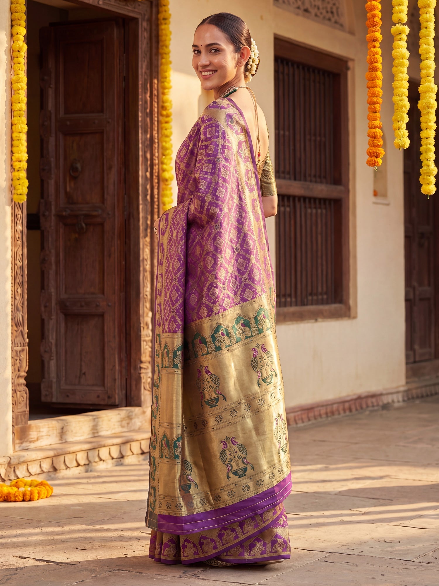 Purple Banarasi Silk Heritage Zari Weave - Ressa