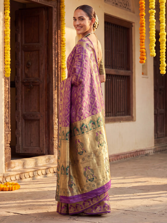 Purple Banarasi Silk Heritage Zari Weave - Ressa