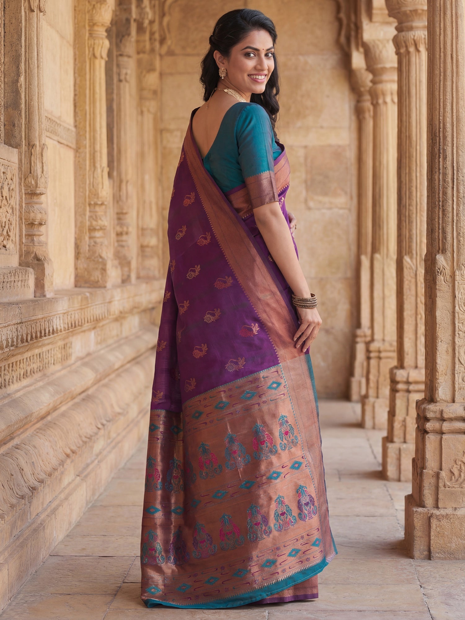 Purple Banarasi Silk Heritage Zari Weave Saree - Ressa