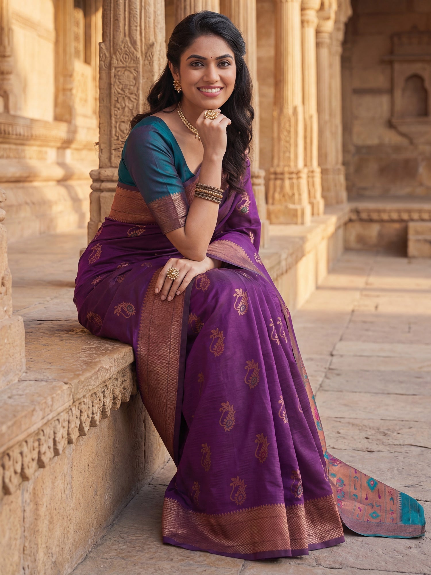 Purple Banarasi Silk Heritage Zari Weave Saree - Ressa