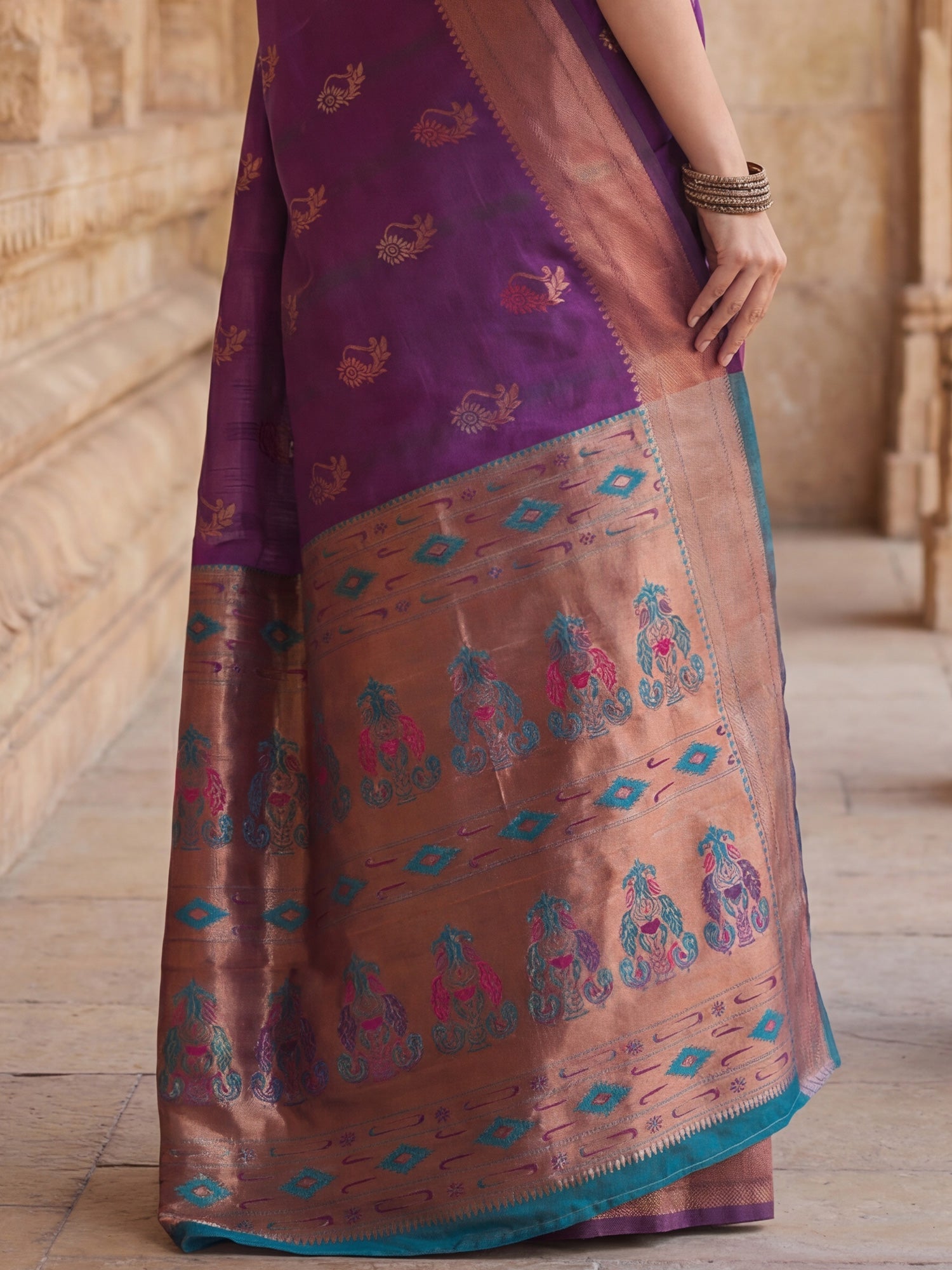 Purple Banarasi Silk Heritage Zari Weave Saree - Ressa