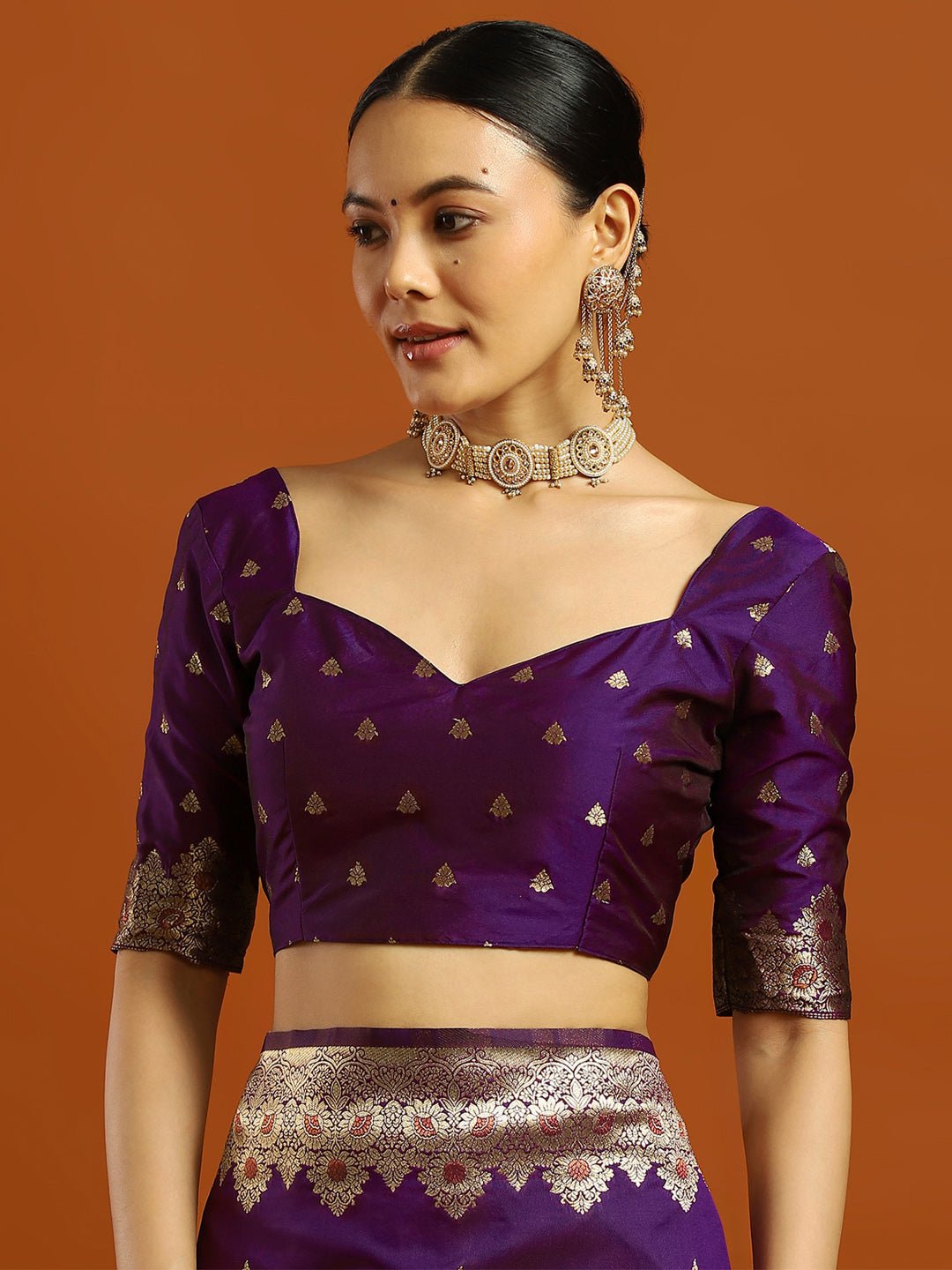 Purple Banarasi Silk Saree - Ressa