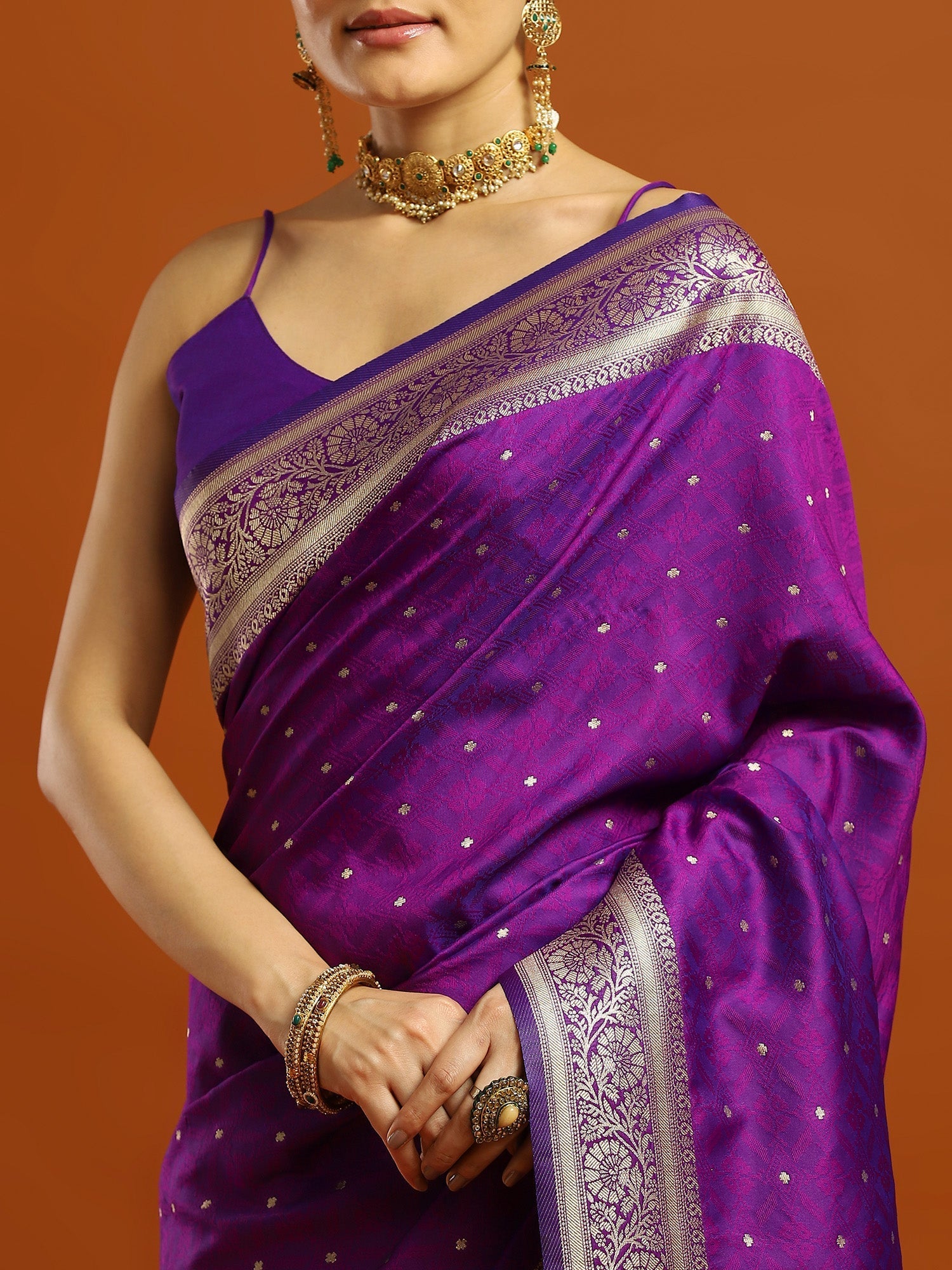 Purple Banarasi Silk Saree - Ressa