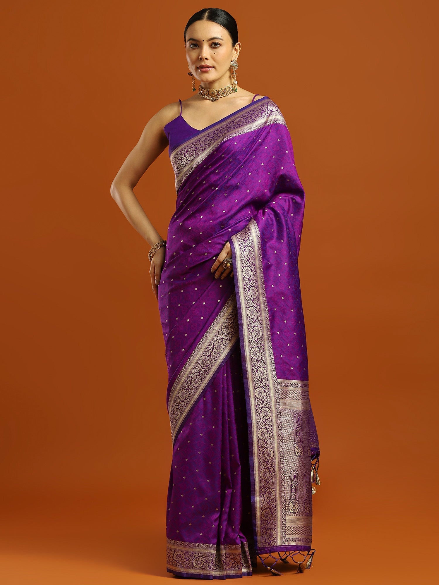 Purple Banarasi Silk Saree - Ressa