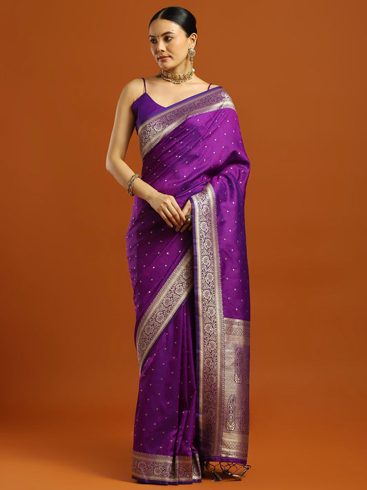 Purple Banarasi Silk Saree - Ressa