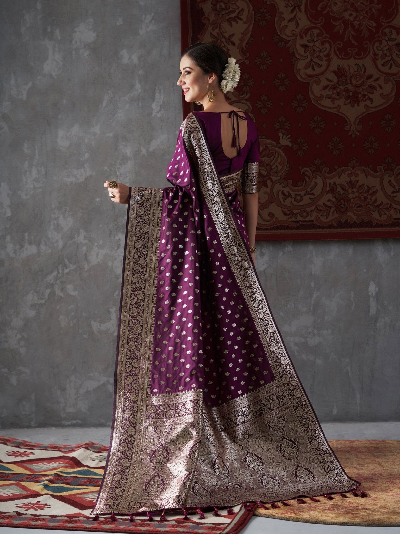 Purple Banarasi Silk Saree - Ressa