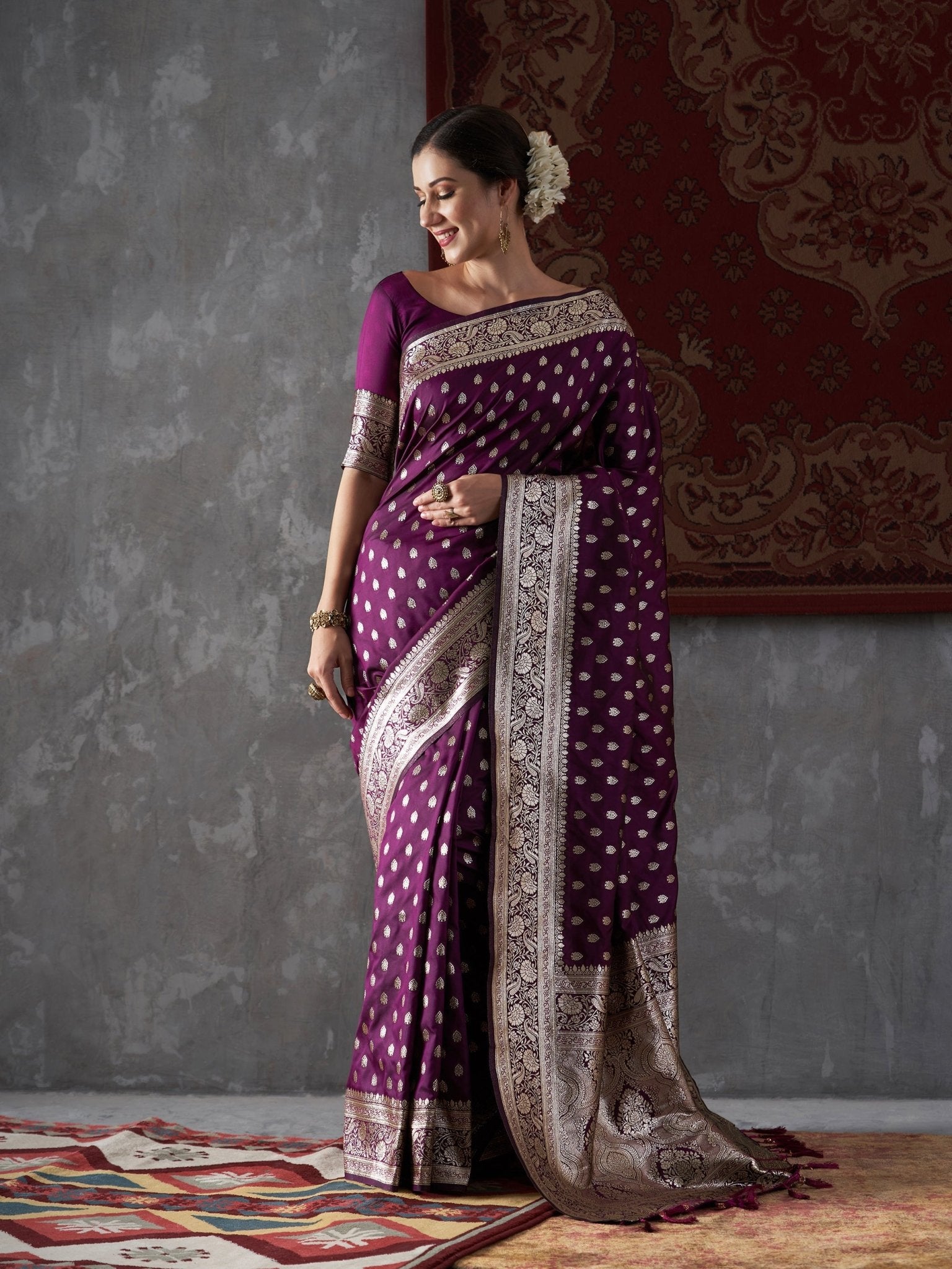 Purple Banarasi Silk Saree - Ressa