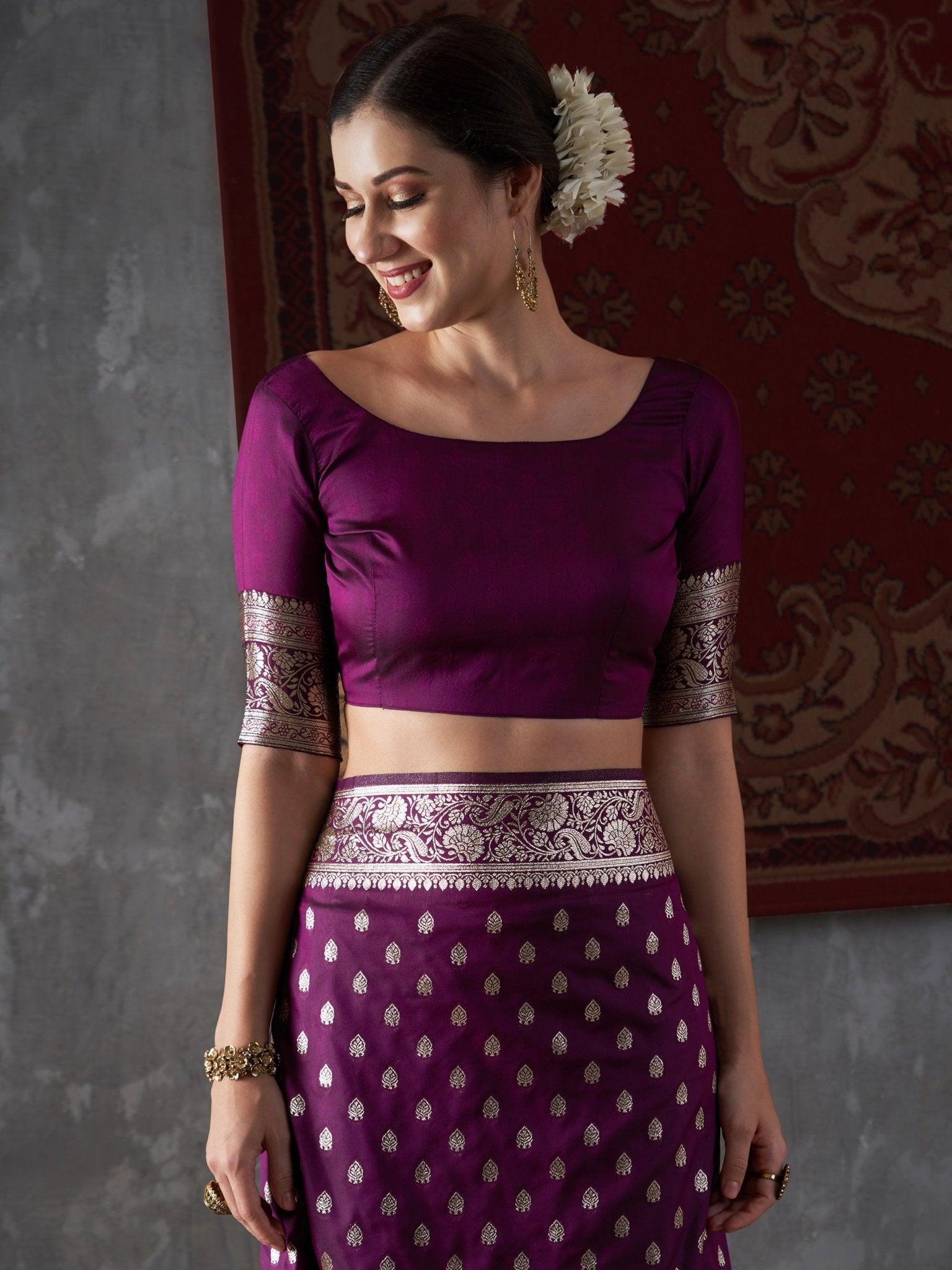 Purple Banarasi Silk Saree - Ressa