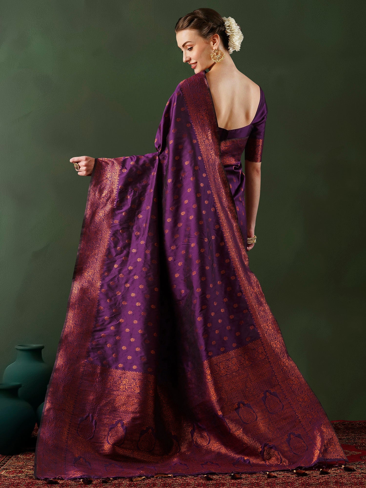 Purple Banarasi Silk Saree - Ressa