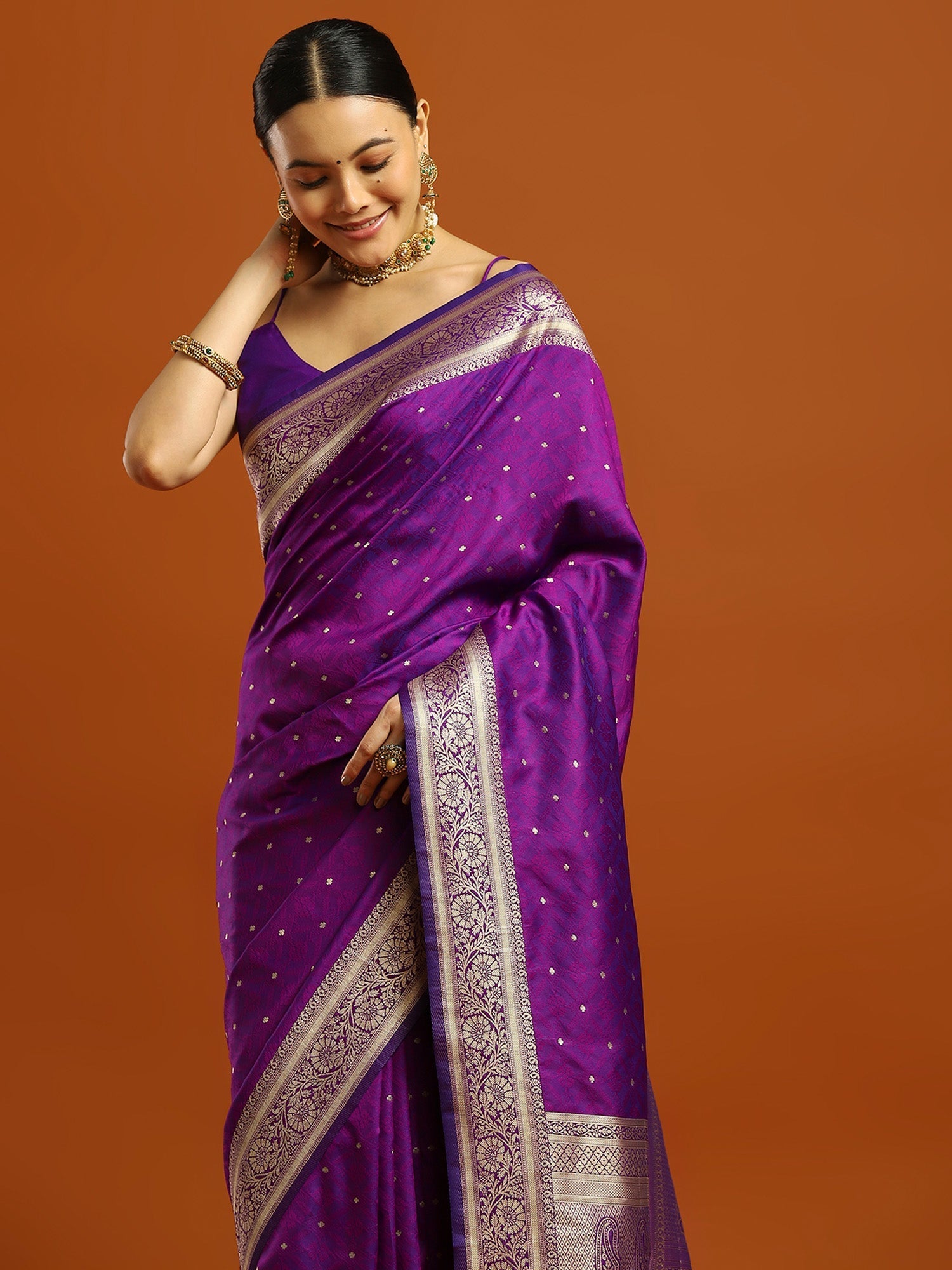 Purple Banarasi Silk Saree - Ressa