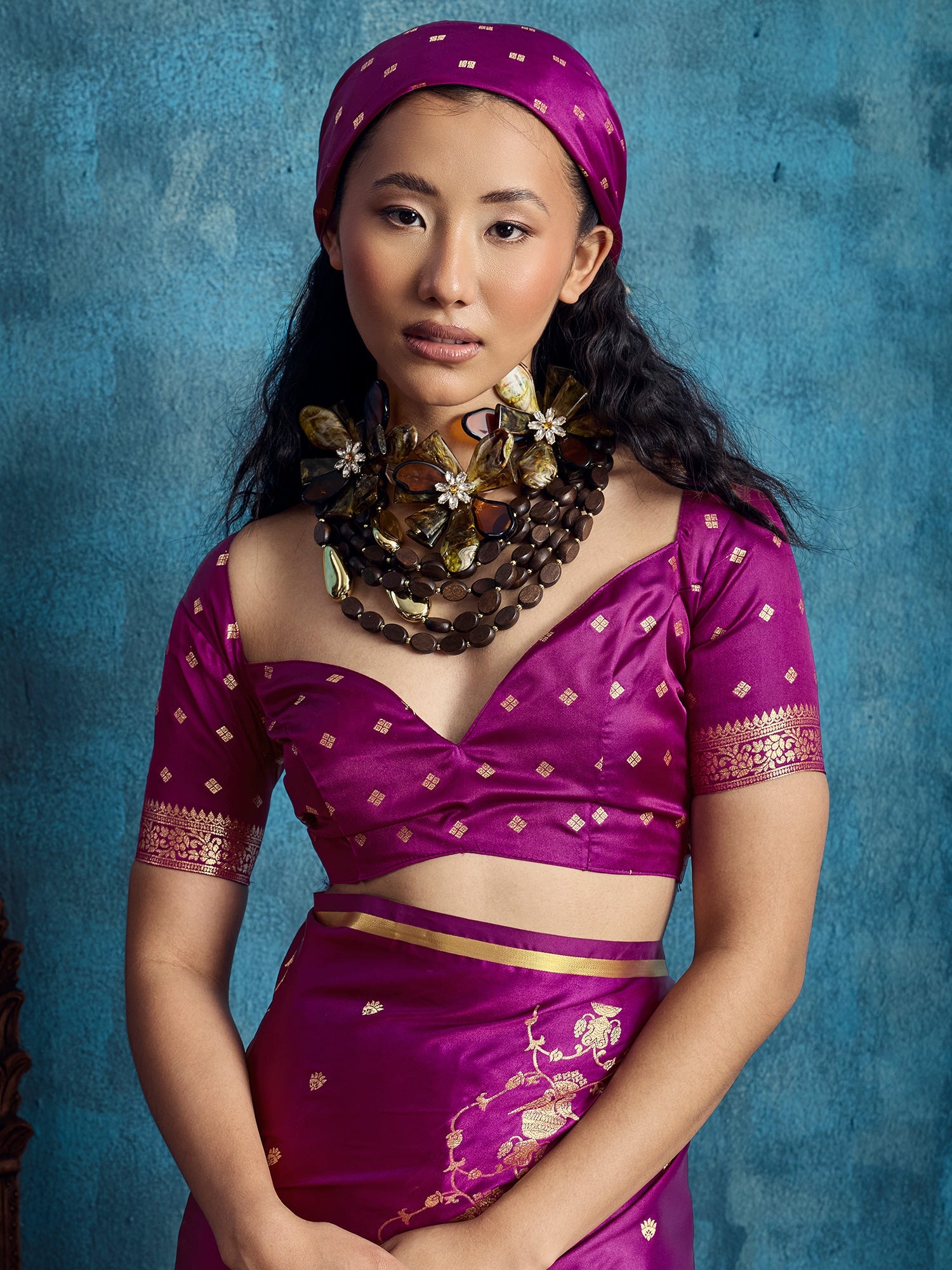 Purple Banarasi Silk Saree with Heritage Motifs - Ressa