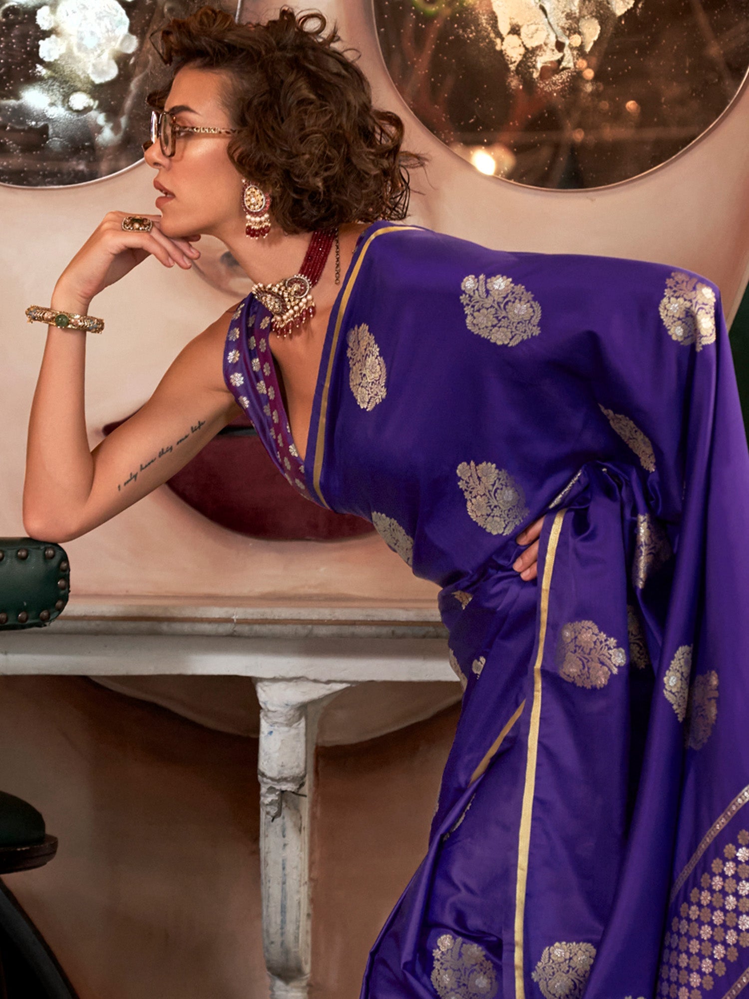 Purple Banarasi Silk Zari Woven Saree - Ressa