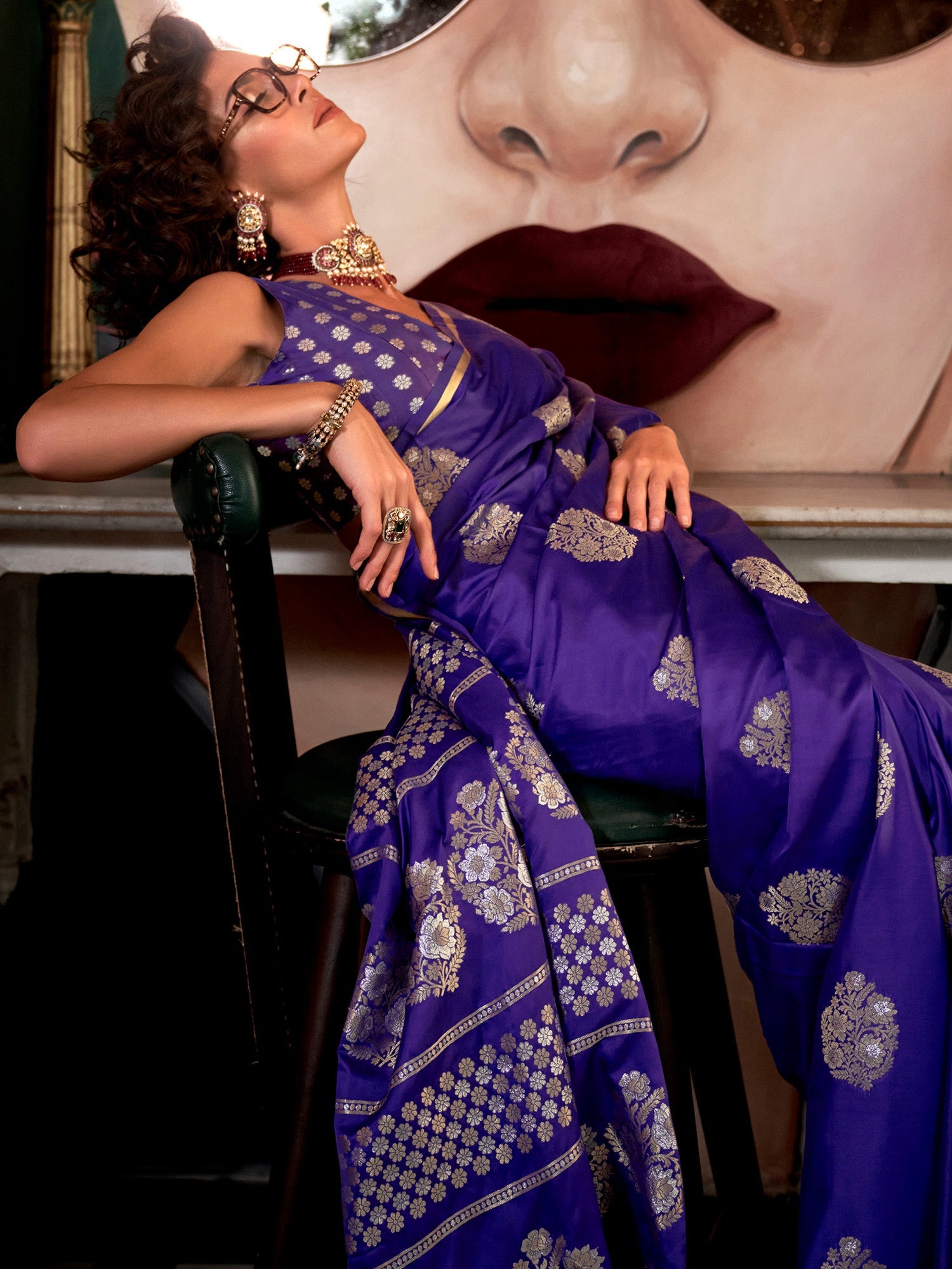 Purple Banarasi Silk Zari Woven Saree - Ressa