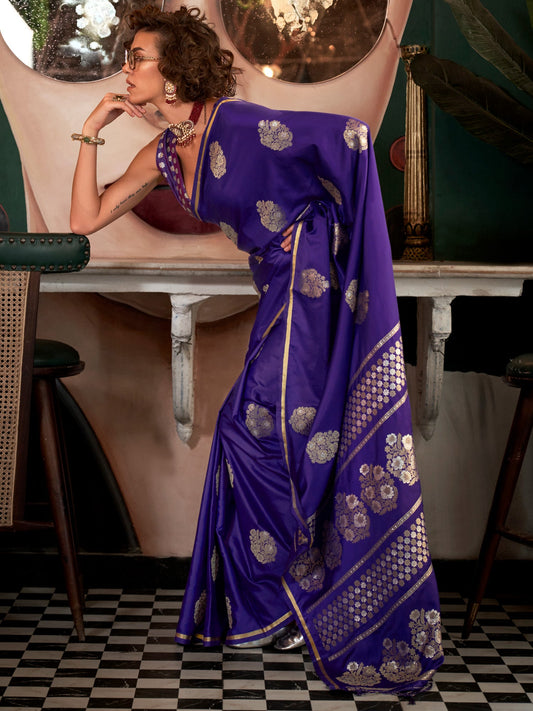 Purple Banarasi Silk Zari Woven Saree - Ressa