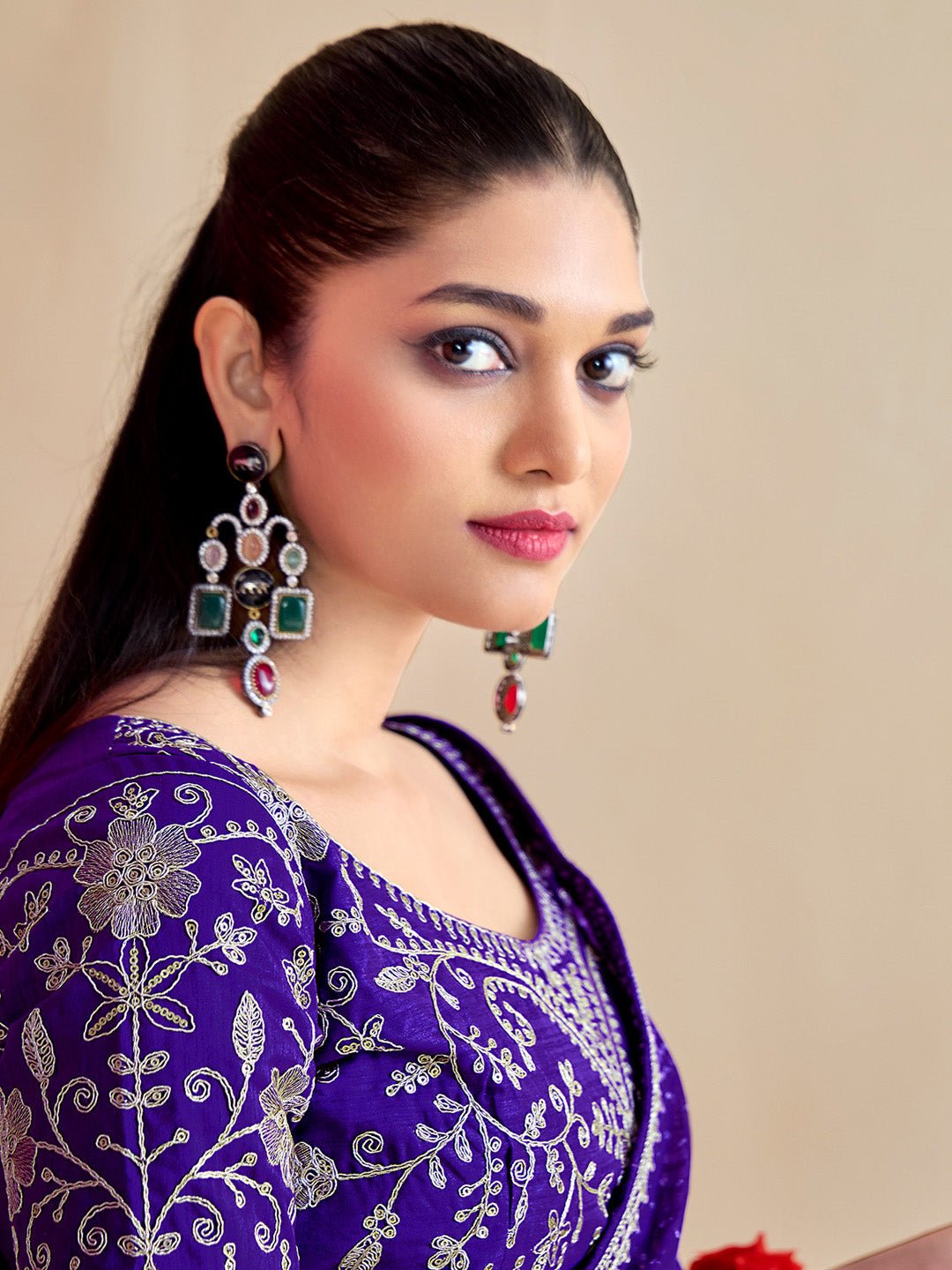 Purple Bandhani Georgette Saree - Ressa
