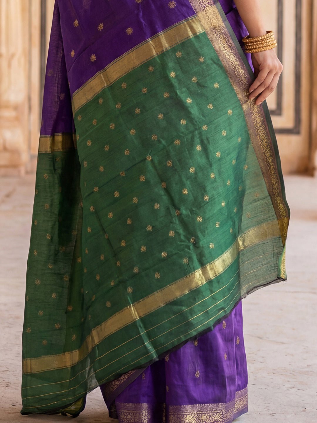 Purple Chiffon Maheshwari Silk Saree - Ressa