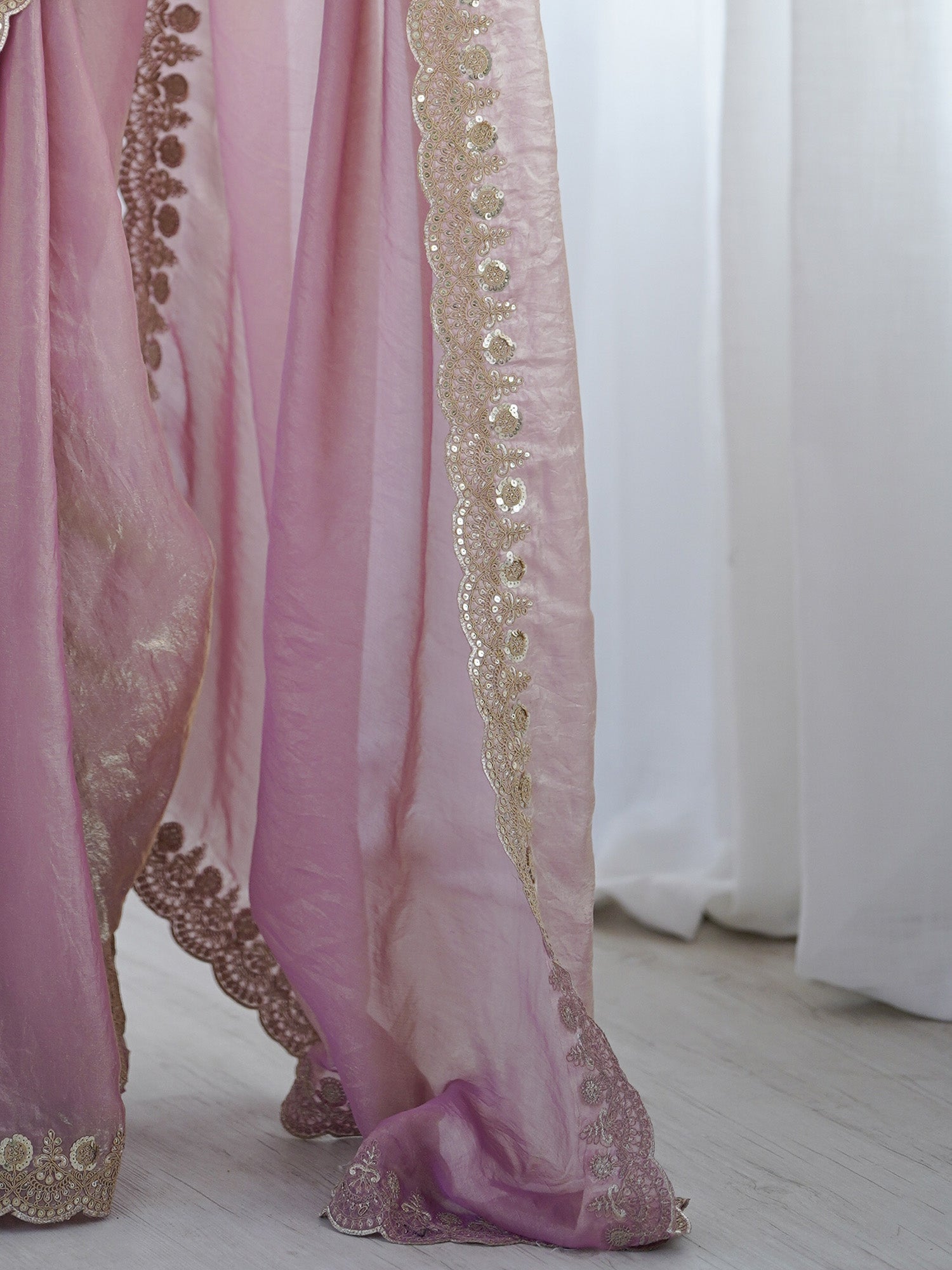 Purple Embellished Tissue Sarees - Ressa