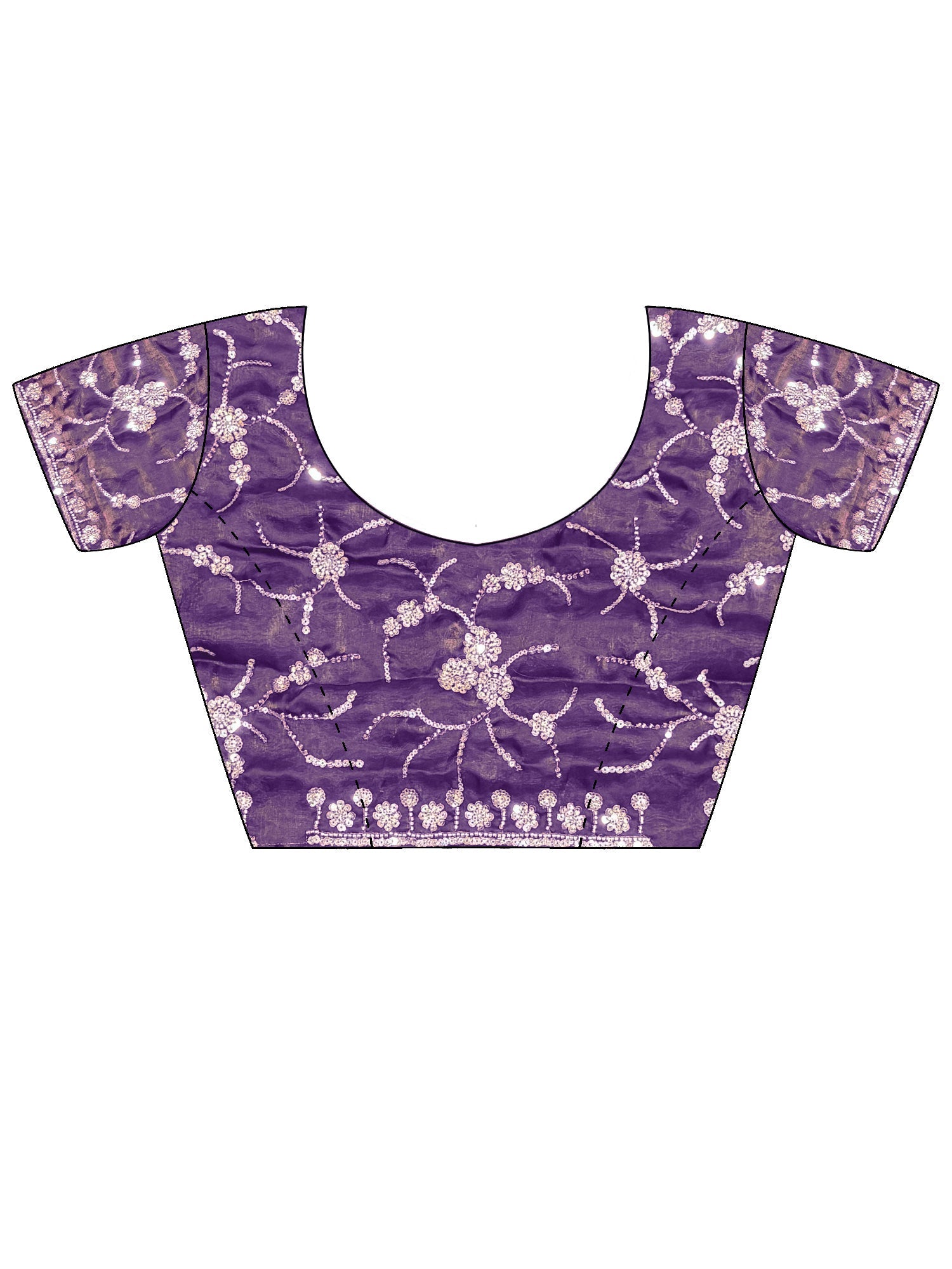Purple Embroidered Organza Saree with Cutwork Border - Ressa